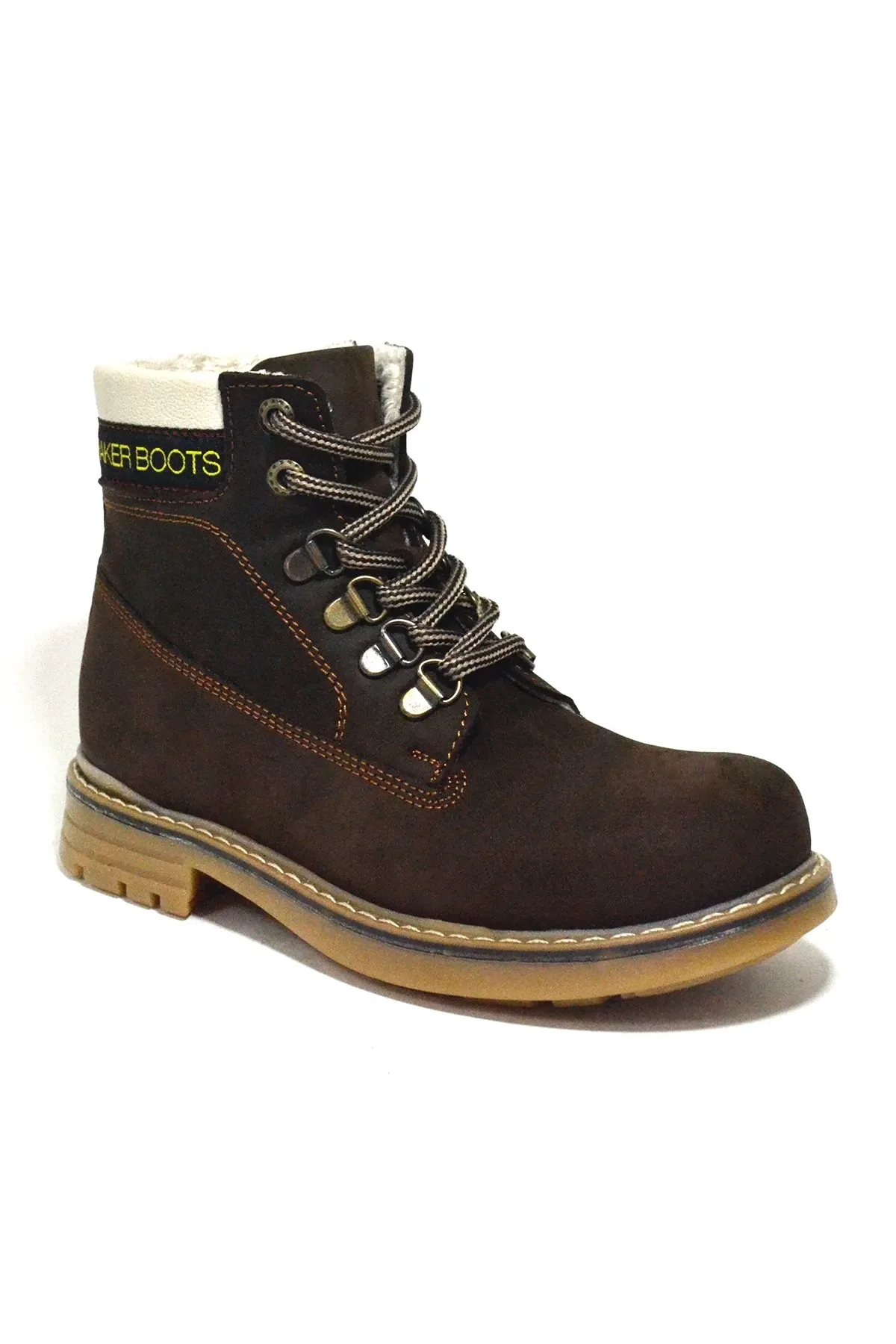 Hakiki Deri Kahverengi Fermuarlı Kışlık Çocuk Bot