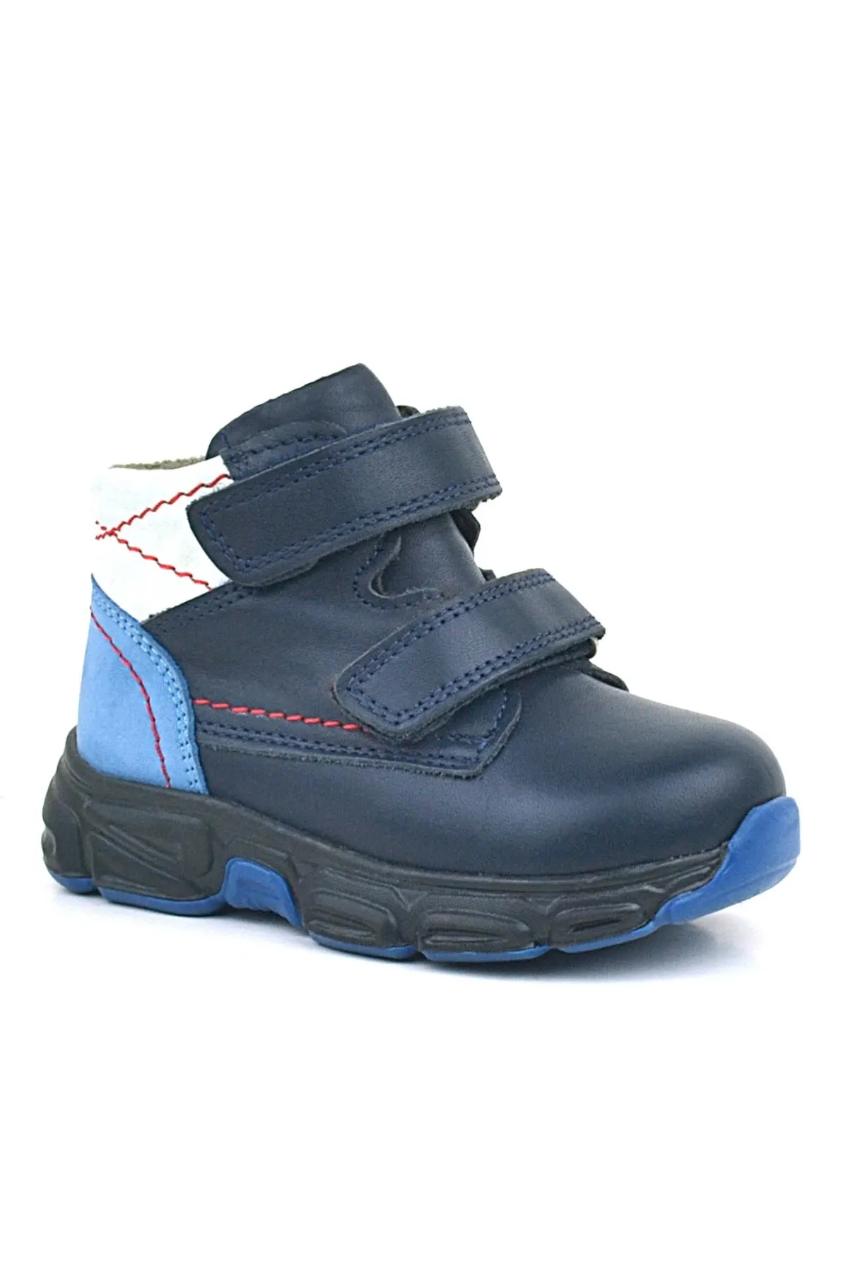 Hakiki Deri Lacivert Cilt Kürklü Bebek Spor Bot Ayakkabı
