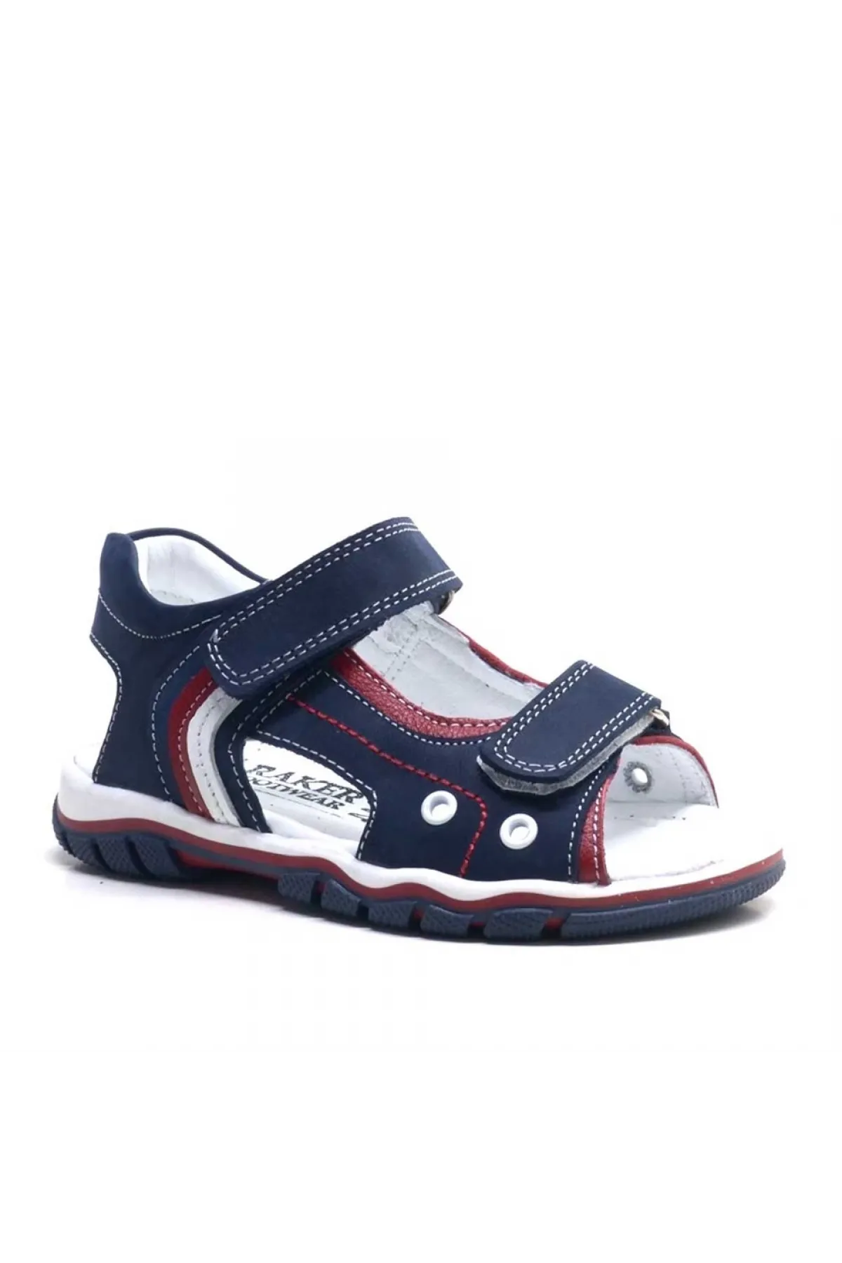 Hakiki Deri Lacivert Cırtlı Erkek Çocuk Sandalet