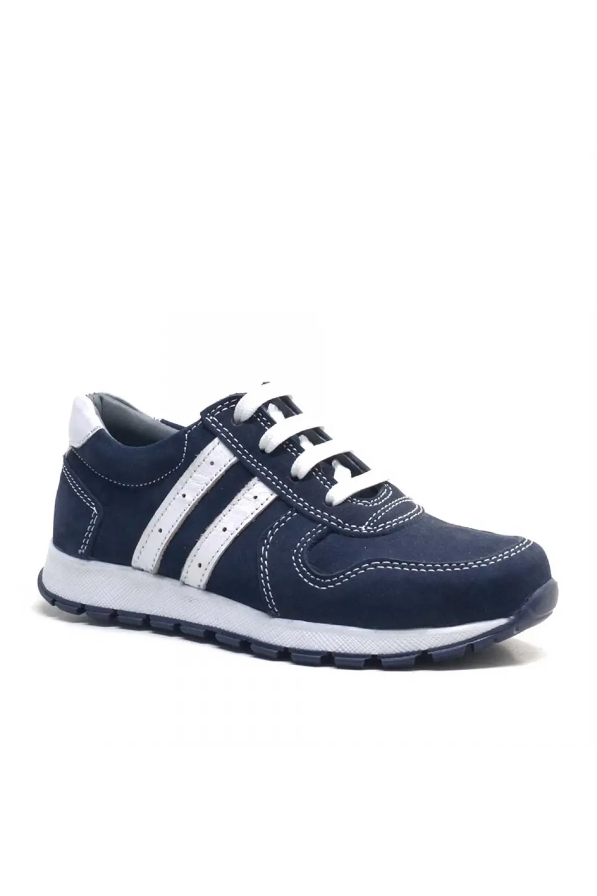 Hakiki Deri Lacivert Fermuarlı Erkek Çocuk Spor Okul Ayakkabı