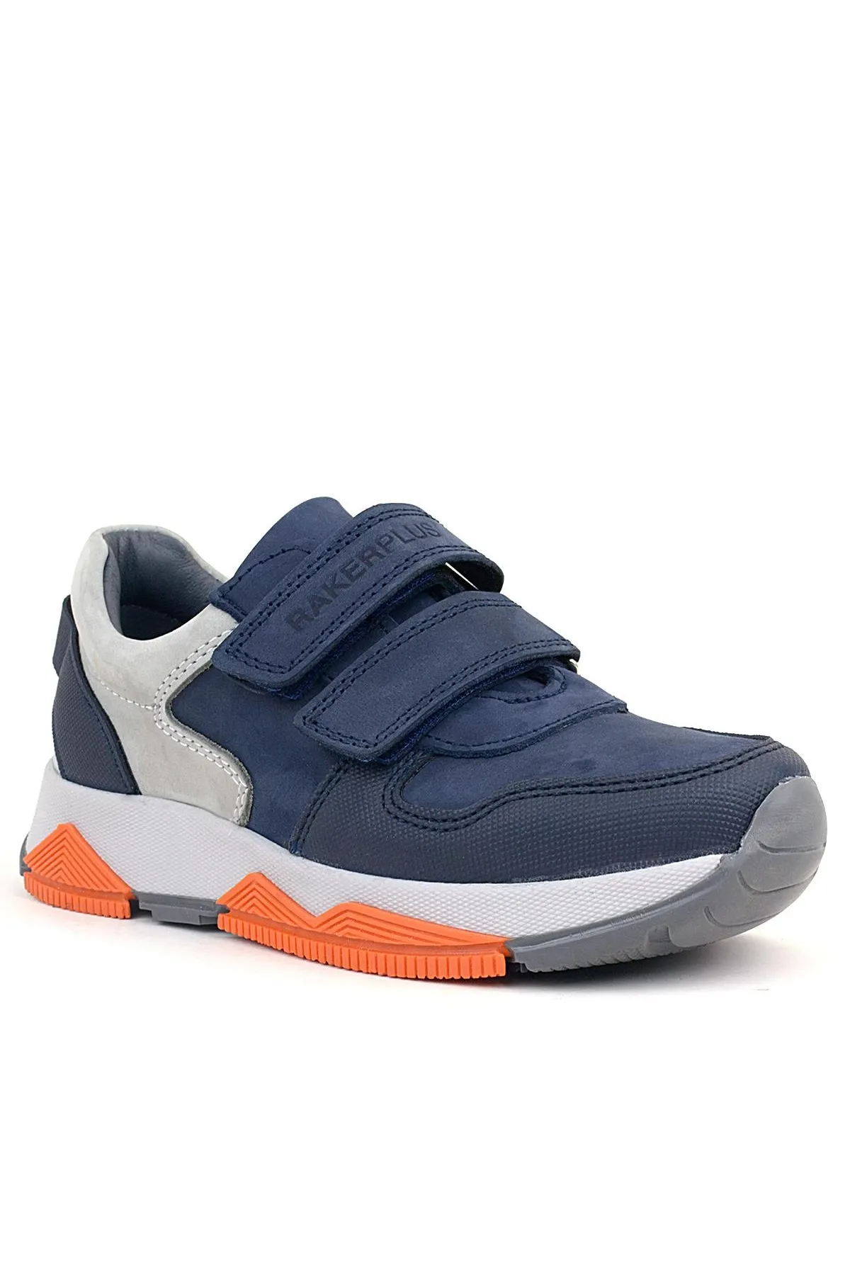 Hakiki Deri Lacivert Gri Çocuk Sneakers Spor Ayakkabı