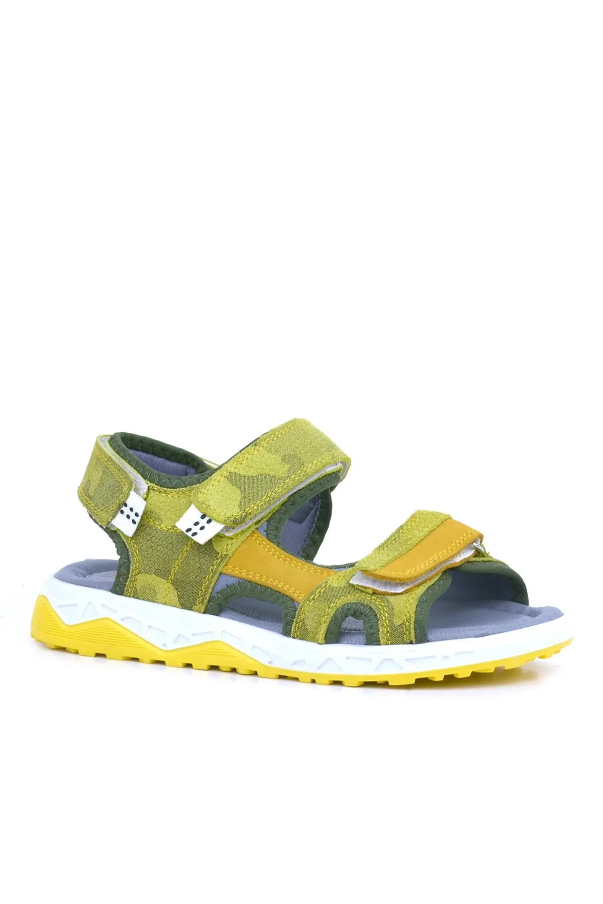 Hakiki Deri Sarı Cırtlı Çocuk Sandalet Ayakkabı
