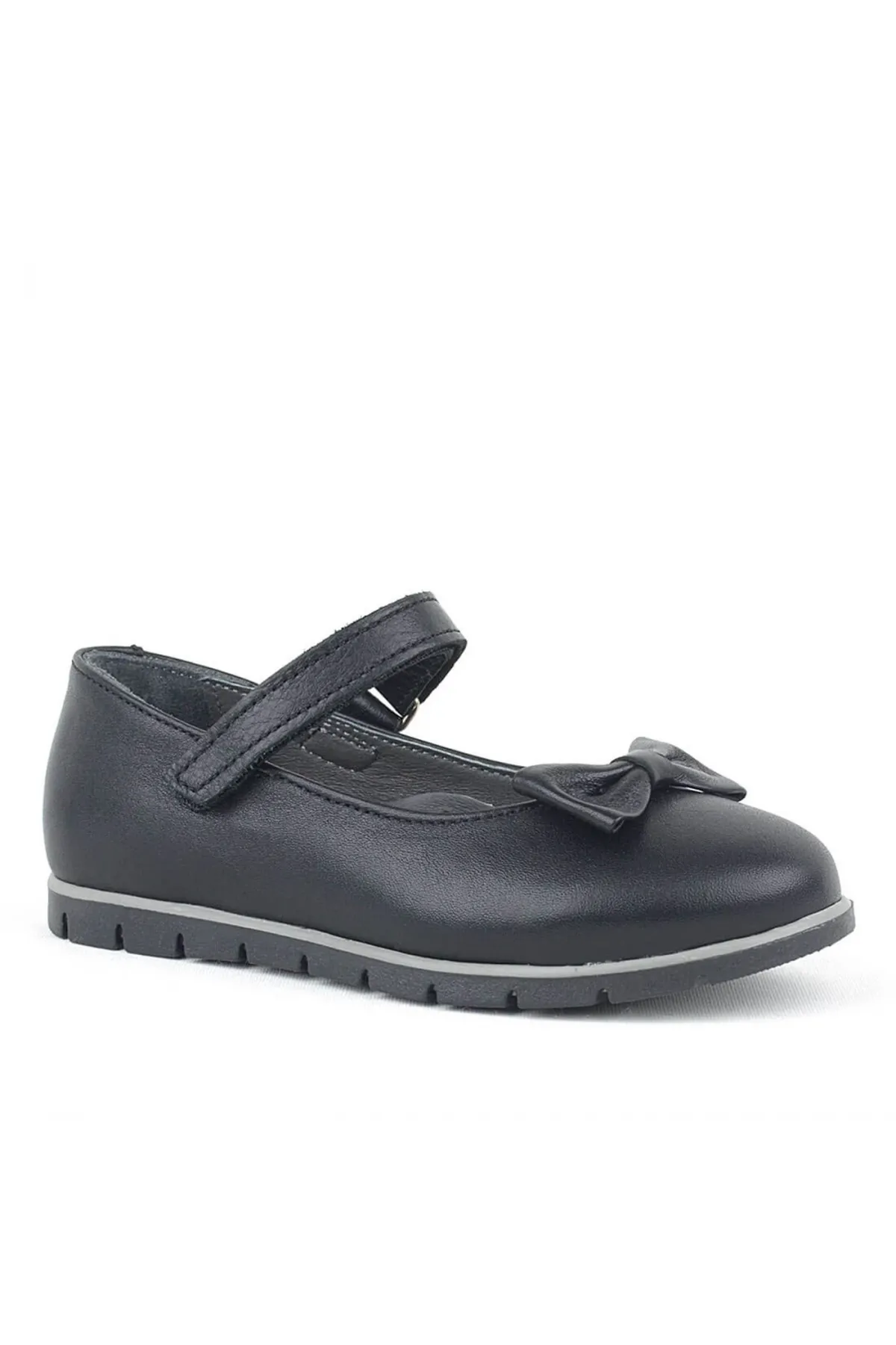 Hakiki Deri Siyah Kız Çocuk Babet