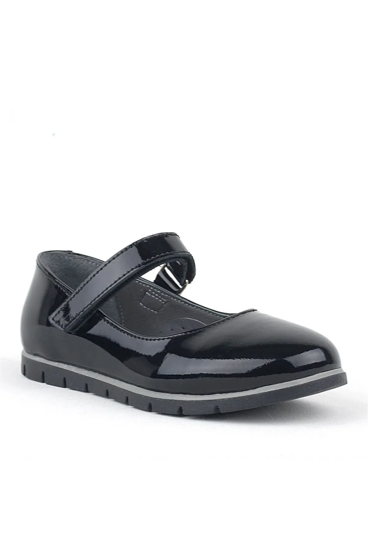 Hakiki Deri Siyah Rugan Kız Çocuk Babet