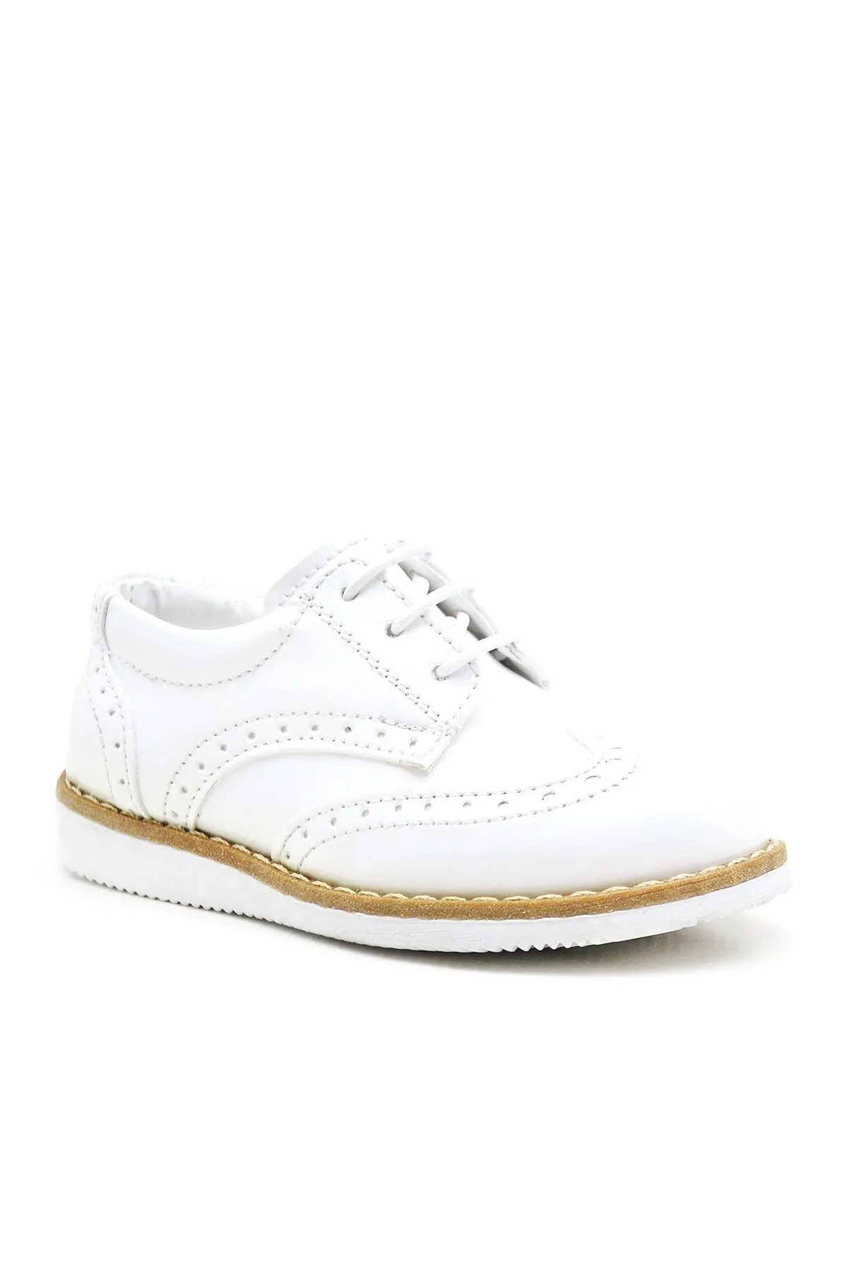 Hidra Beyaz Rugan Bağcıklı Erkek Bebek Ayakkabı