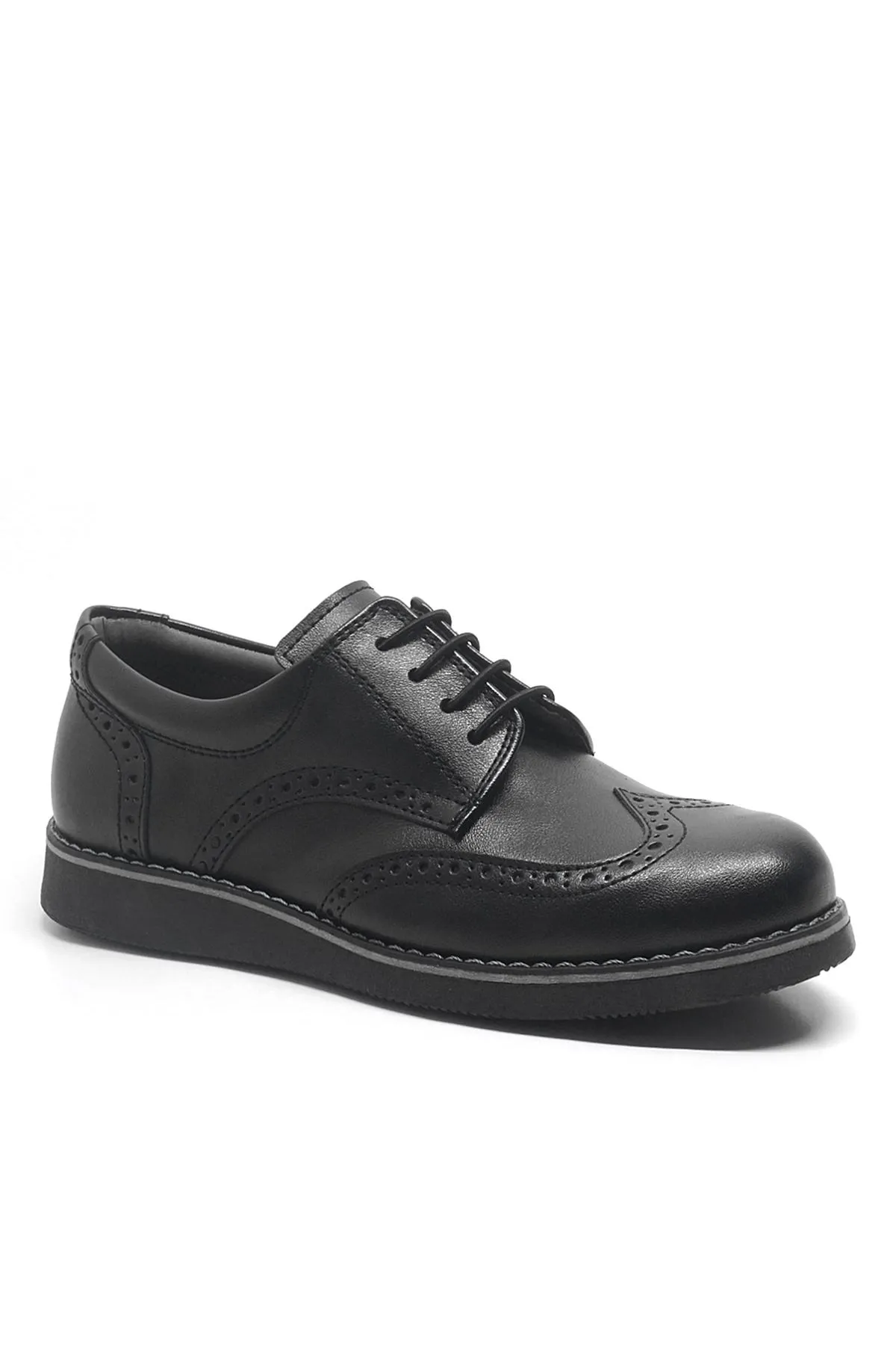 Hidra Siyah Mat Bağcıklı Klasik Erkek Çocuk Ayakkabı