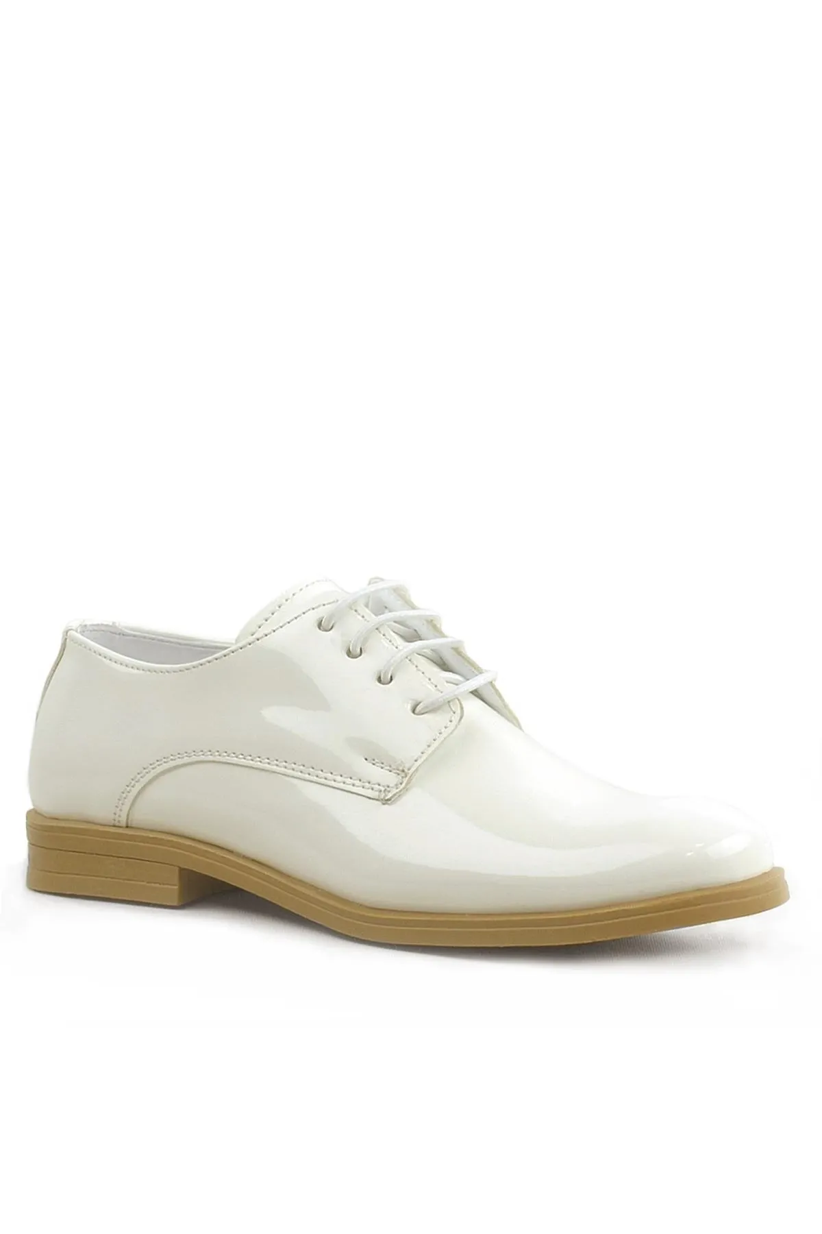 Krem Rugan Bağcıklı Oxford Çocuk Okul Ayakkabısı