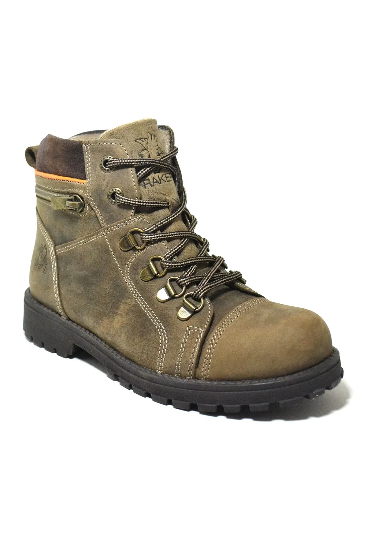 Minotor Hakiki Deri Kürklü Fermuarlı Çocuk Bot