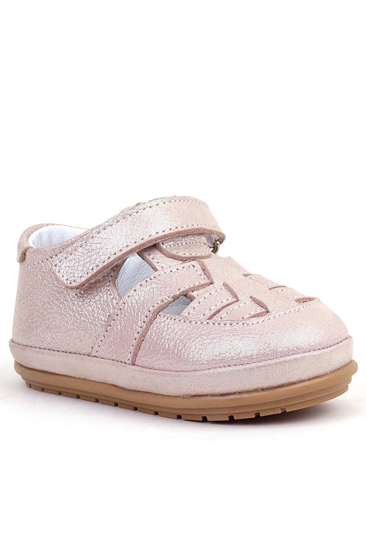Muppet Hakiki Deri Simli Pudra Cırtlı Anatomik Bebek Sandalet Ayakkabı