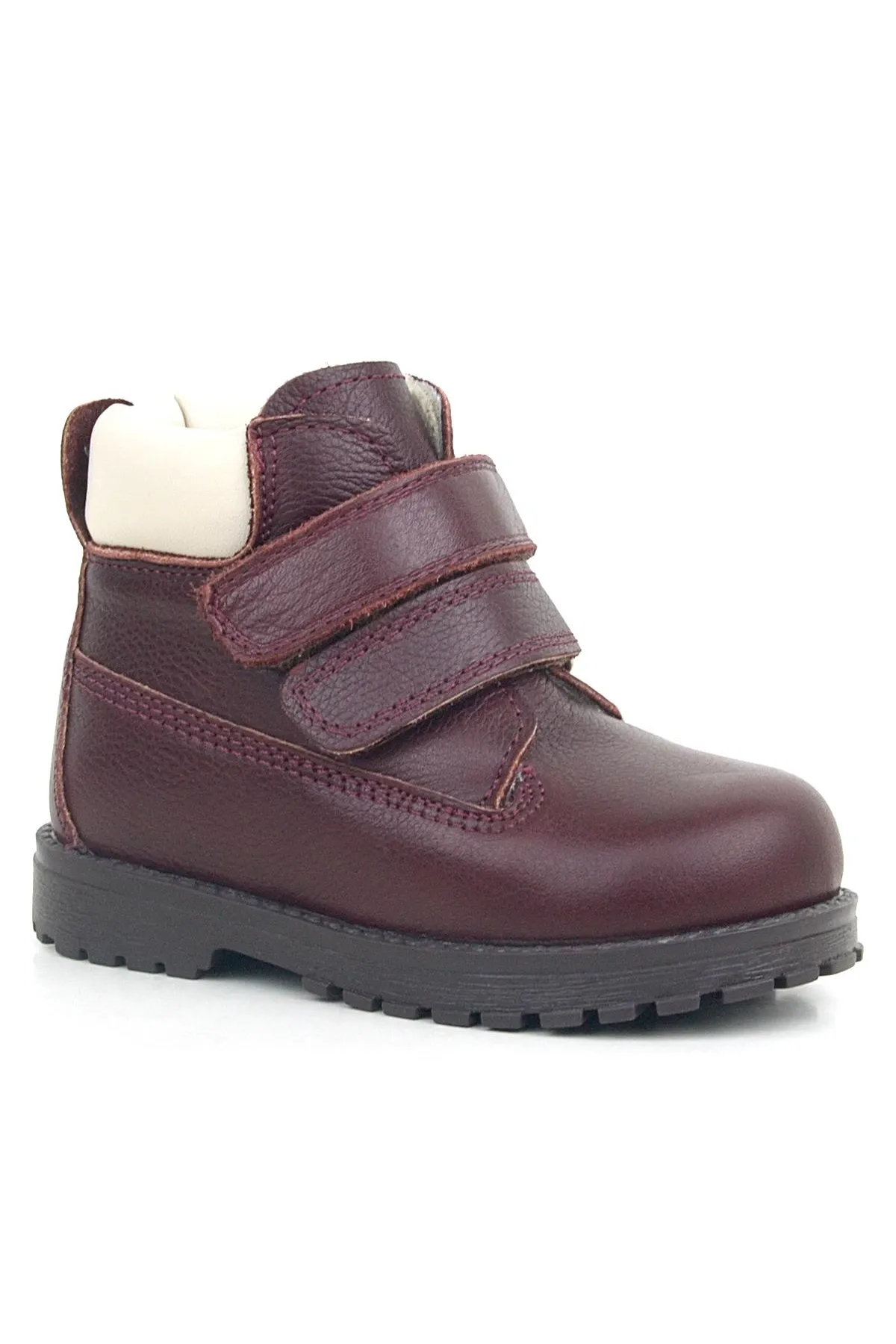 Neson Hakiki Deri Bordo Kürklü Cırtlı Bebek Bot