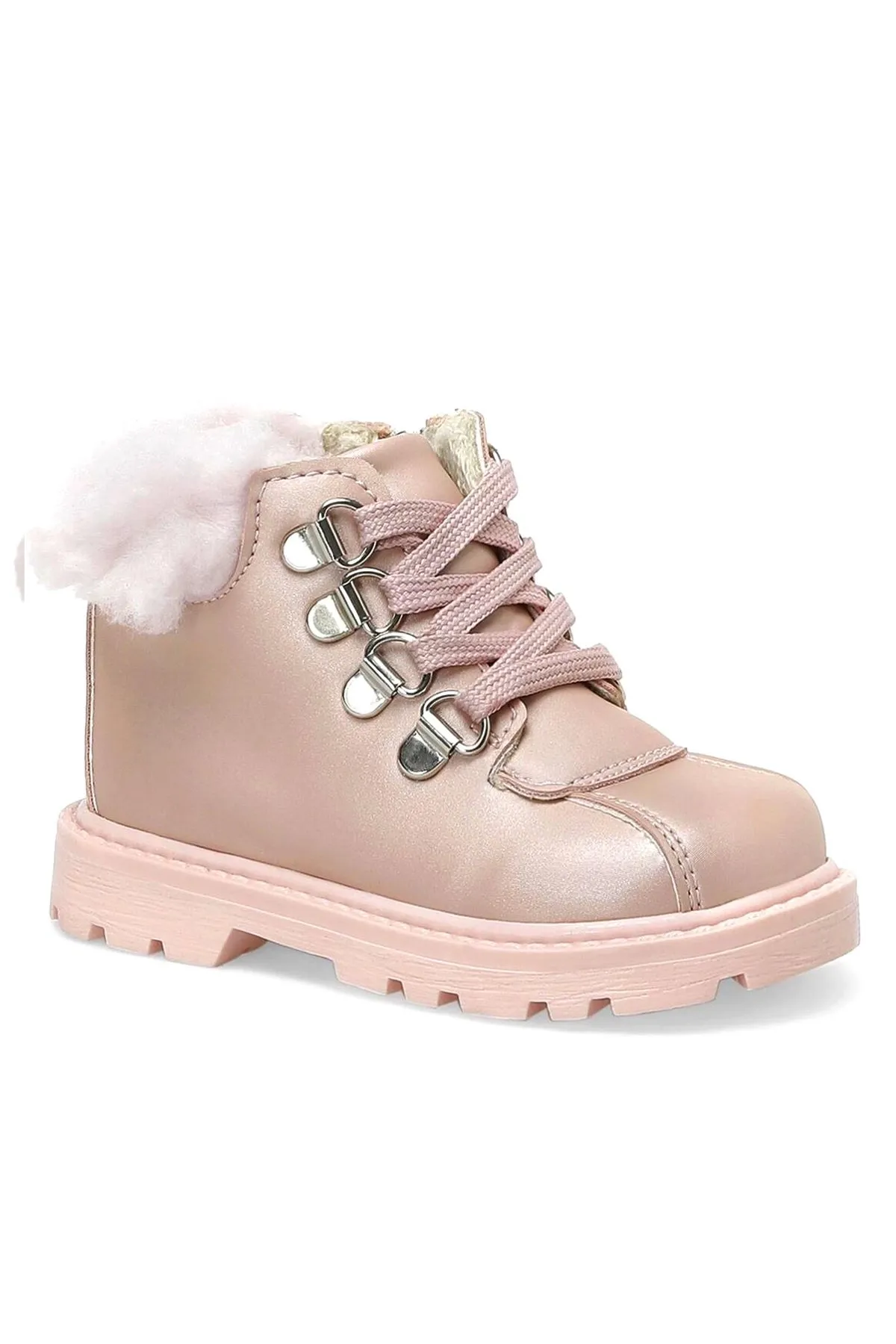 Pudra Pembe Fermuarlı Kız Bebek Bot Ayakkabı