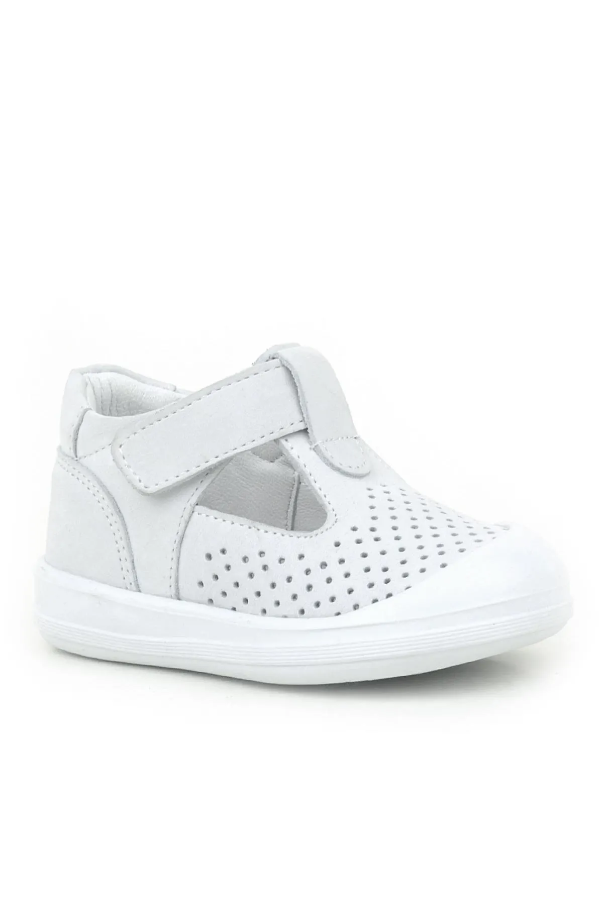 Shaun Hakiki Deri Beyaz Cırtlı Anatomik Bebek Sandalet