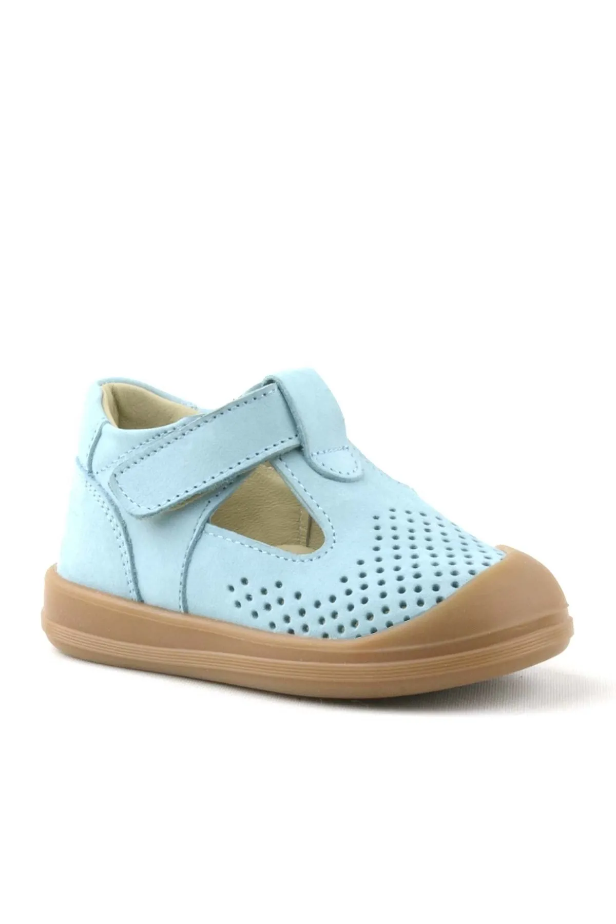 Shaun Hakiki Deri Mavi Cırtlı Anatomik Bebek Sandalet