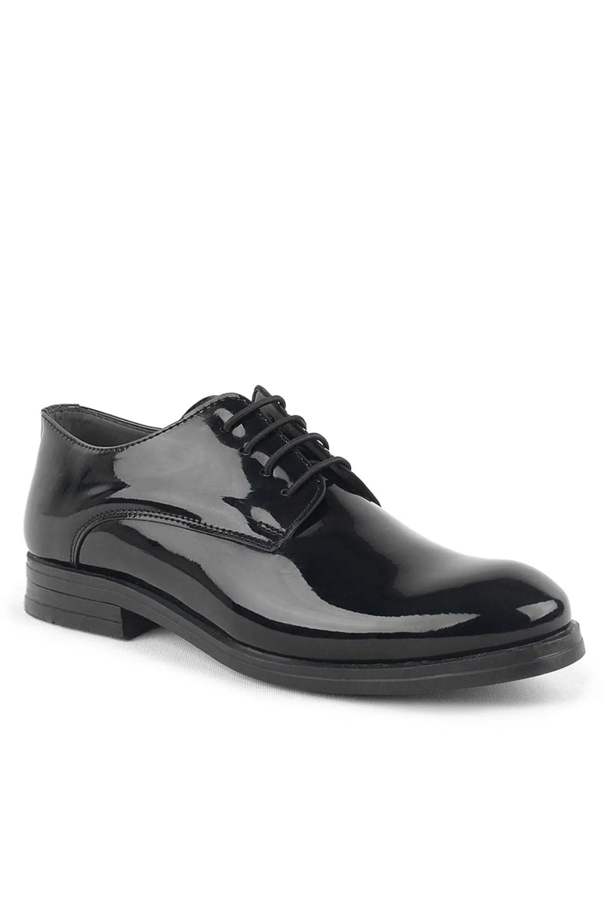 Siyah Rugan Bağcıklı Oxford Çocuk Okul Ayakkabısı