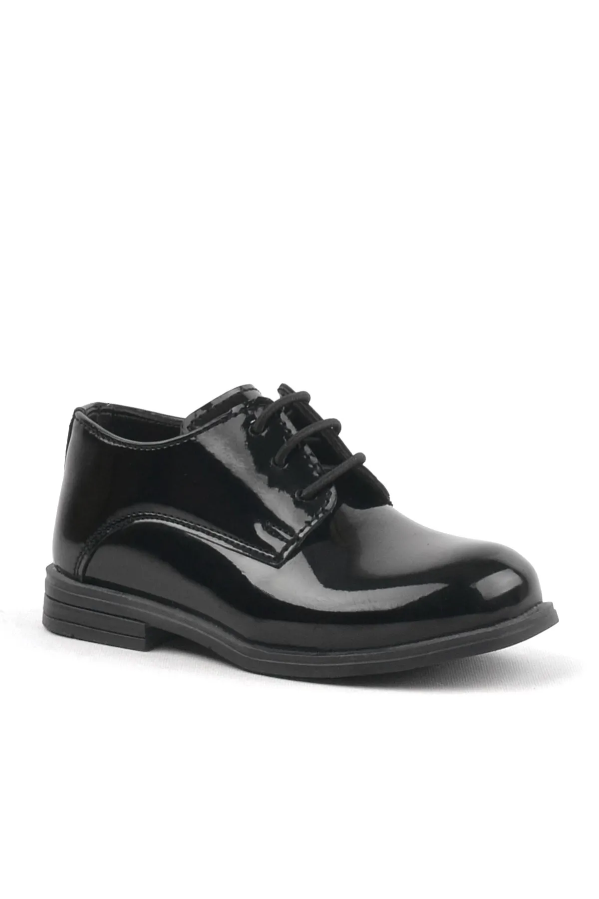 Siyah Rugan Bağcıklı Oxford Çocuk Okul Ayakkabısı