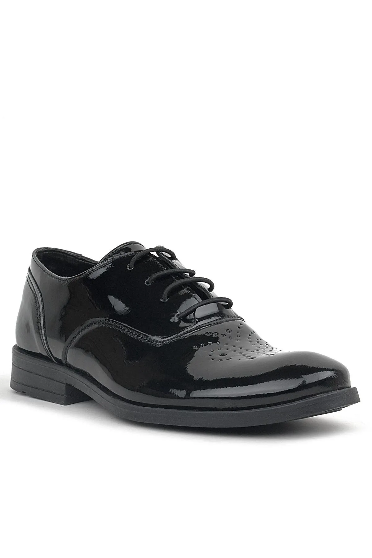 Smokin Siyah Rugan Desenli Bağcıklı Çocuk Klasik Ayakkabısı