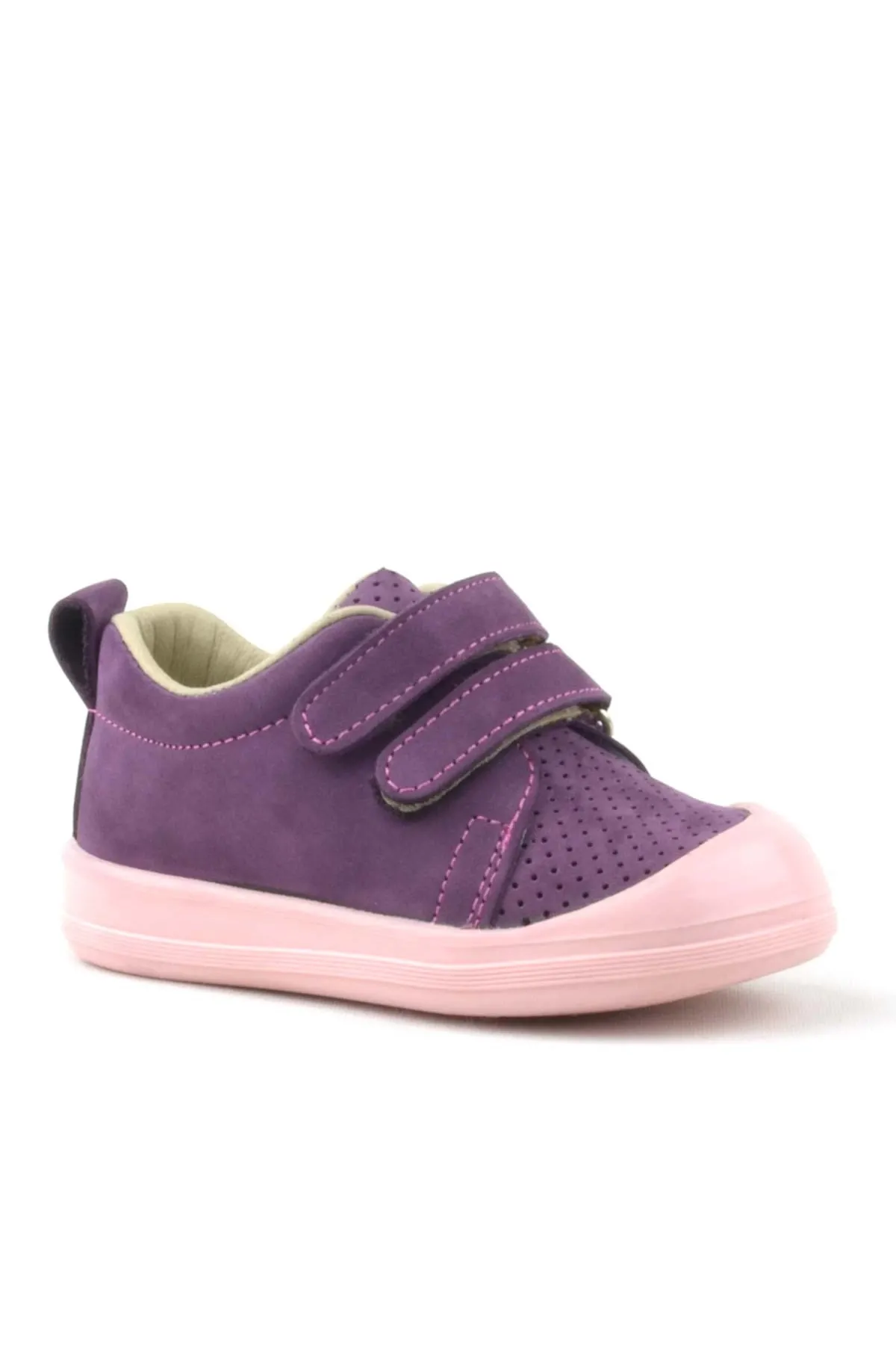 Sonic Hakiki Deri Mor Cırtlı Anatomik Bebek Spor Ayakkabı Sneaker