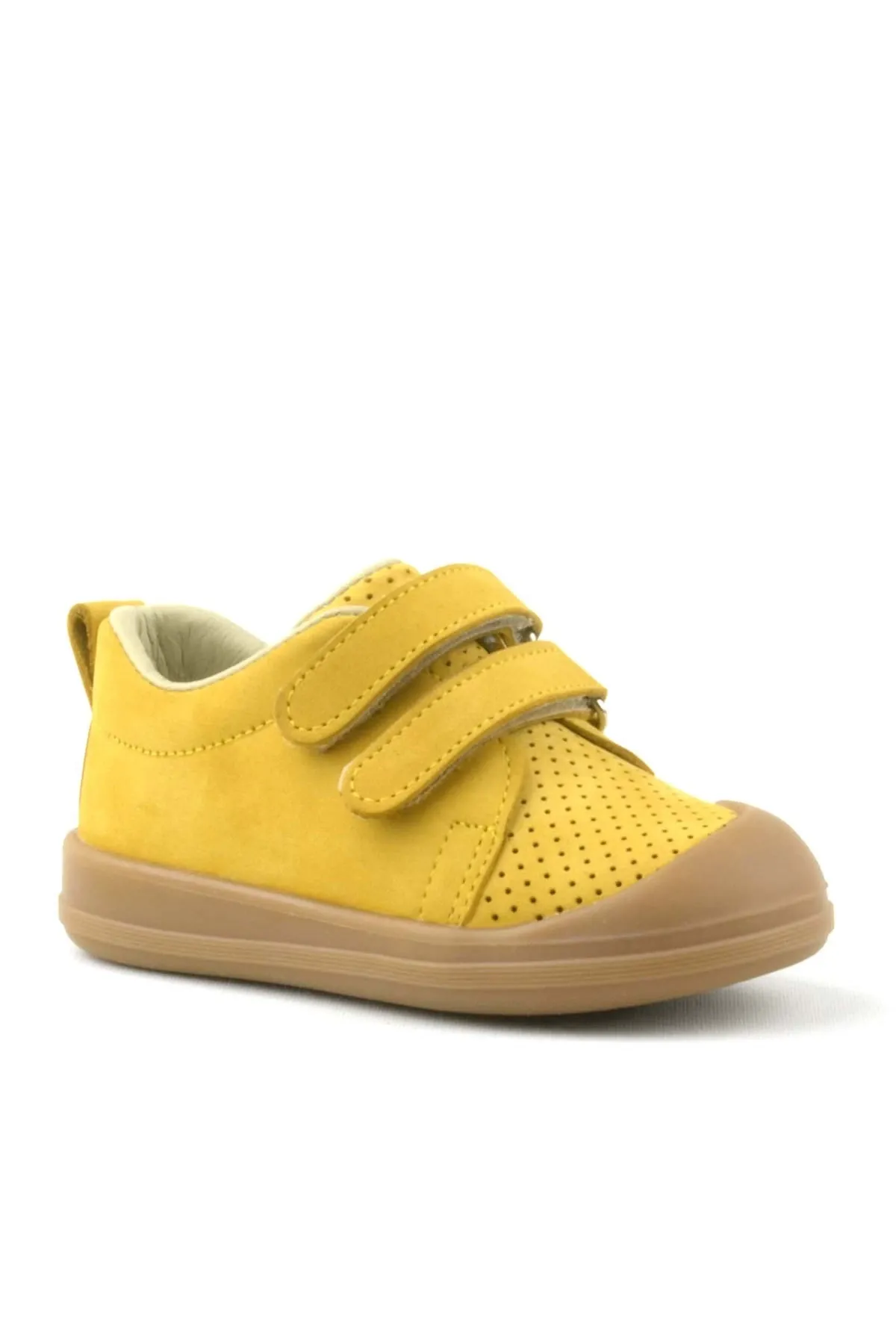Sonic Hakiki Deri Sarı Cırtlı Anatomik Bebek Spor Ayakkabı Sneaker