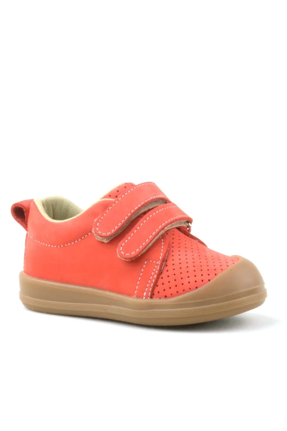 Sonic Hakiki Deri Turuncu Cırtlı Anatomik Bebek Spor Ayakkabı Sneaker