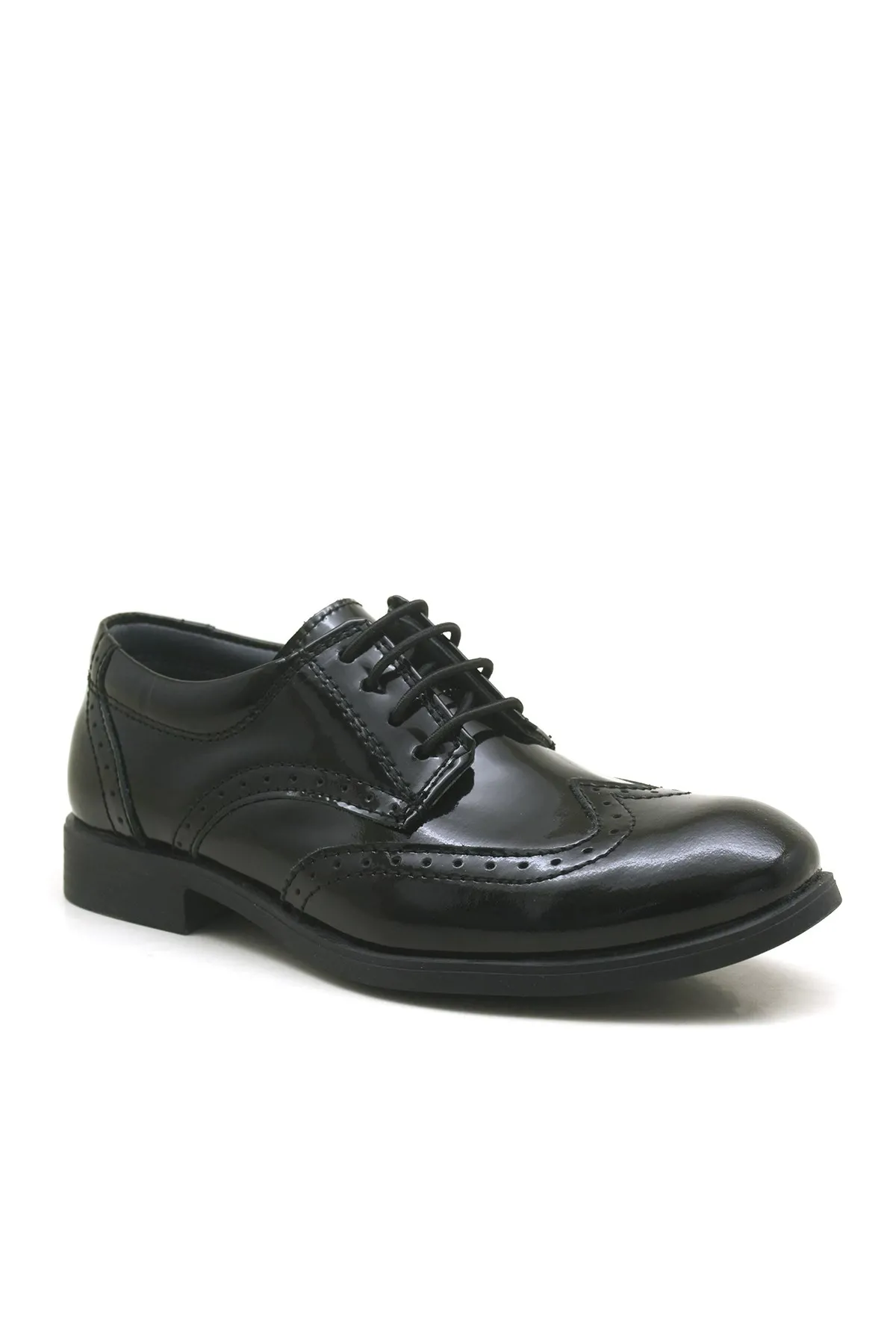 Titan Hakiki Deri Siyah Rugan Klasik Erkek Çocuk Ayakkabı