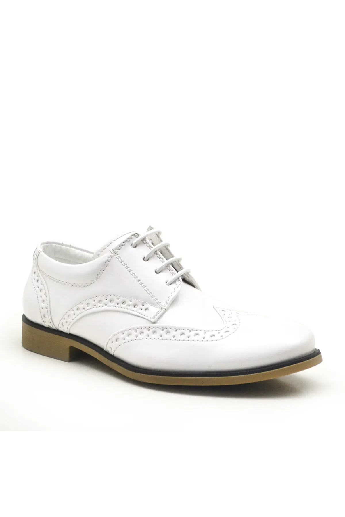 Titan Beyaz Rugan Bağcıklı Klasik Erkek Çocuk Klasik Ayakkabı