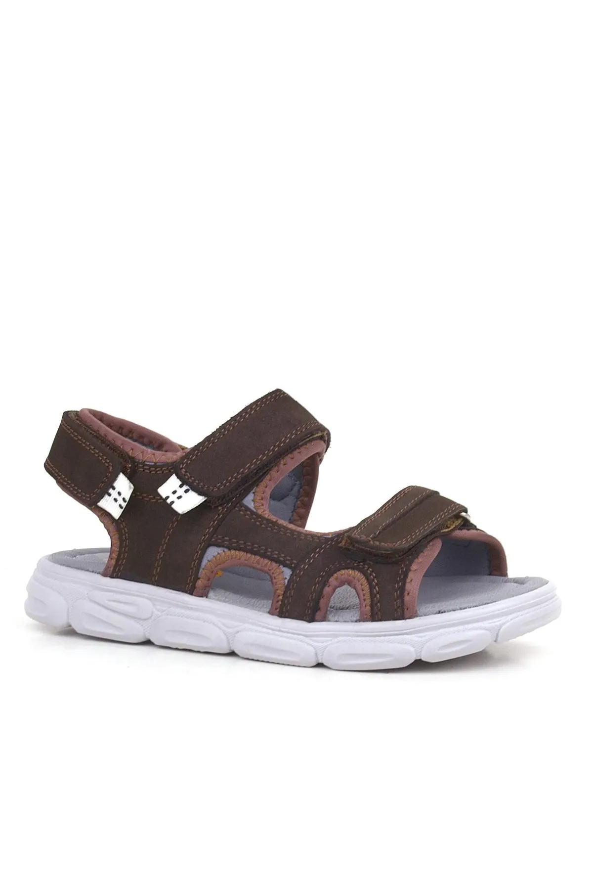 Wisps Hakiki Deri Kahverengi Çocuk Sandalet Ayakkabı