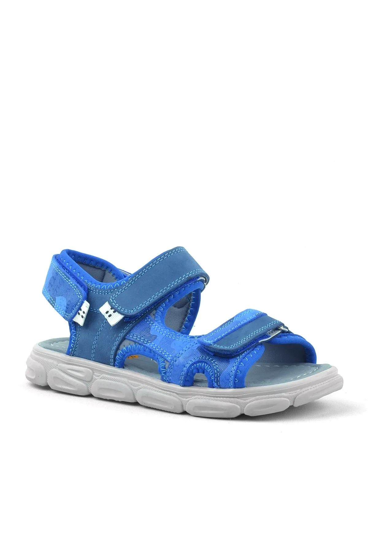 Wisps Hakiki Deri Mavi Kamuflaj Çocuk Sandalet
