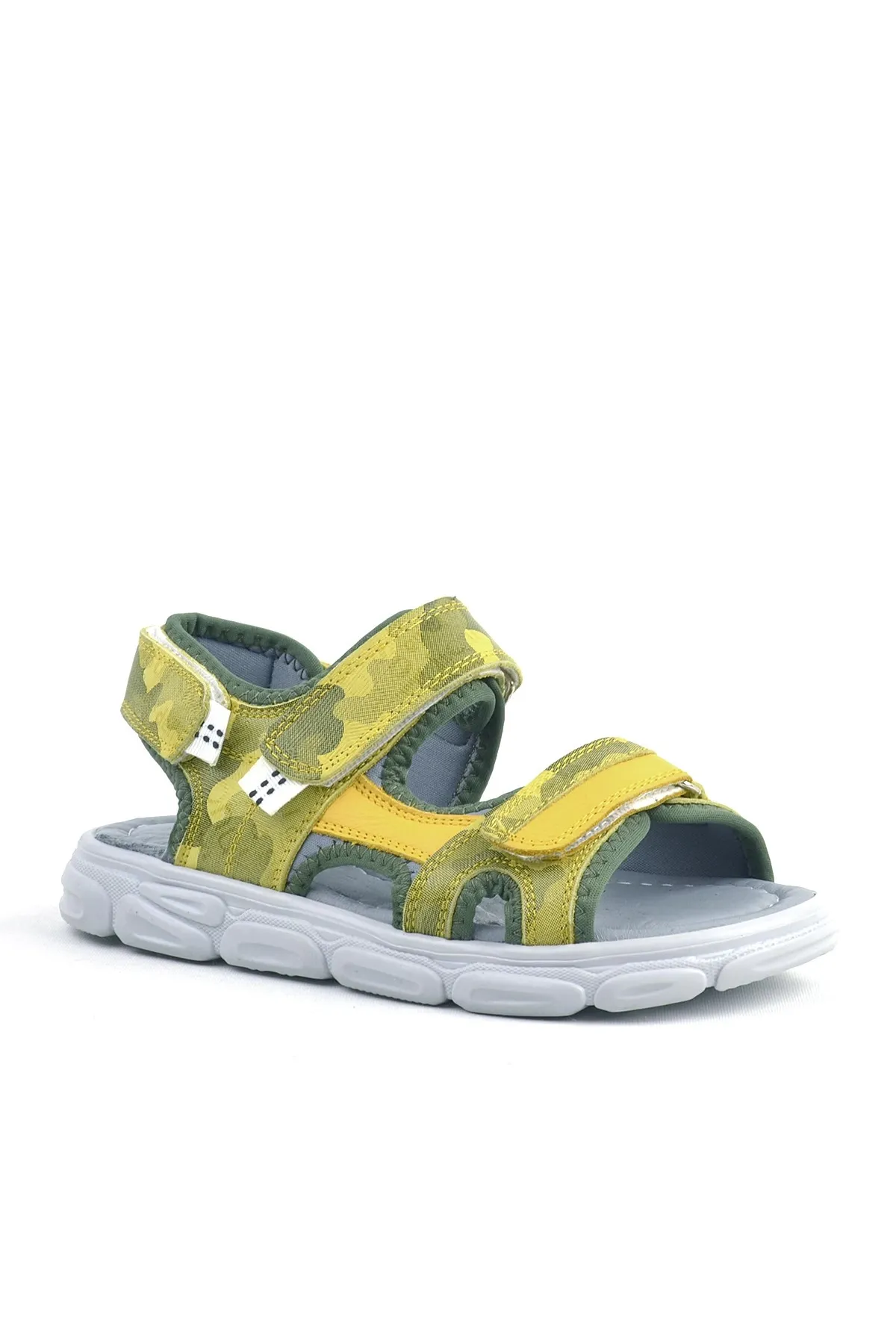 Wisps Hakiki Deri Yeşil Kamuflaj Çocuk Sandalet