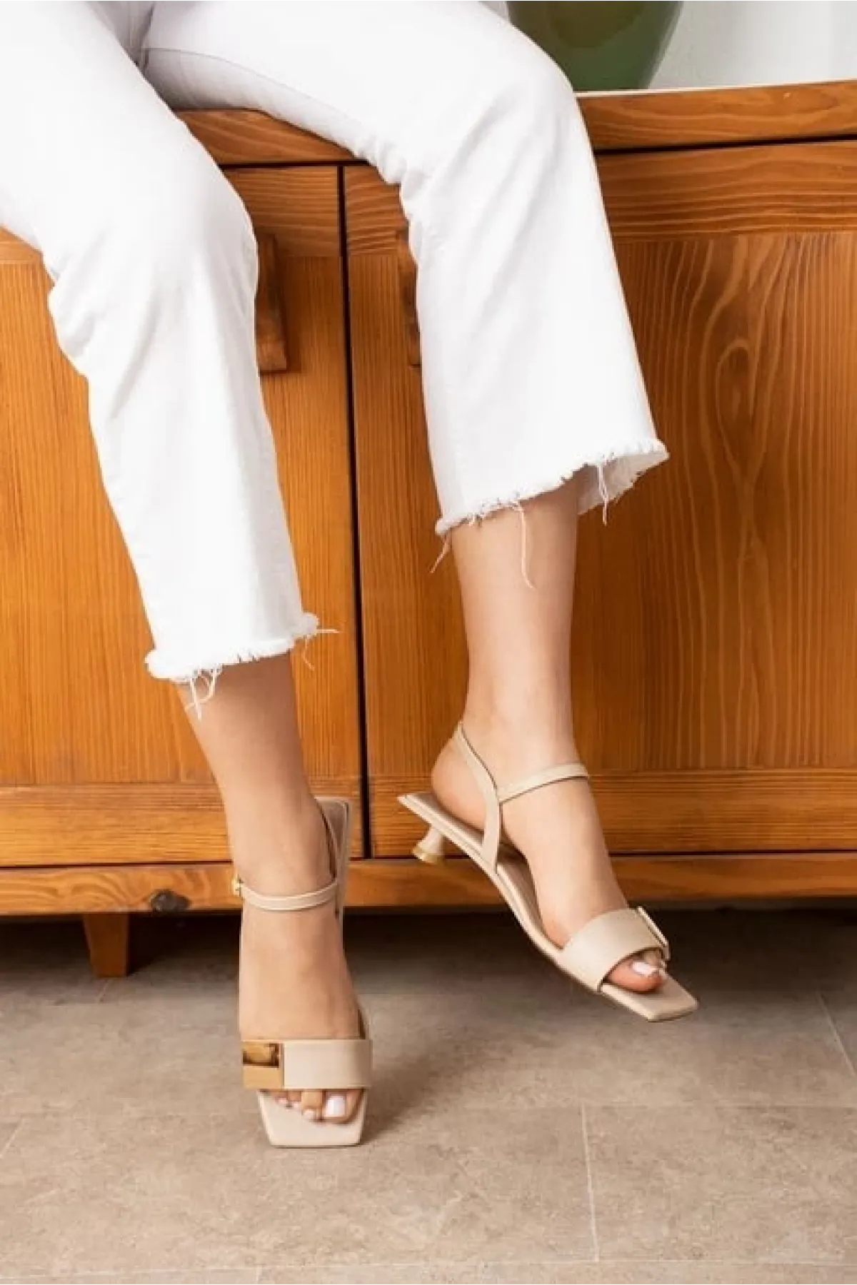 Zıan Bej Topuklu Ayakkabı