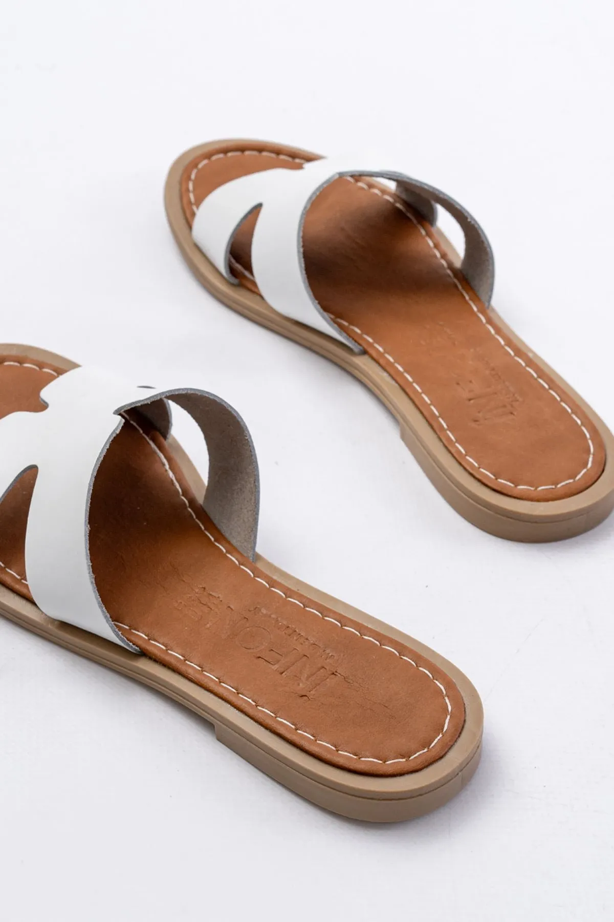 169-6100 Beyaz Ortopedik Hakiki Deri Kadın Terlik