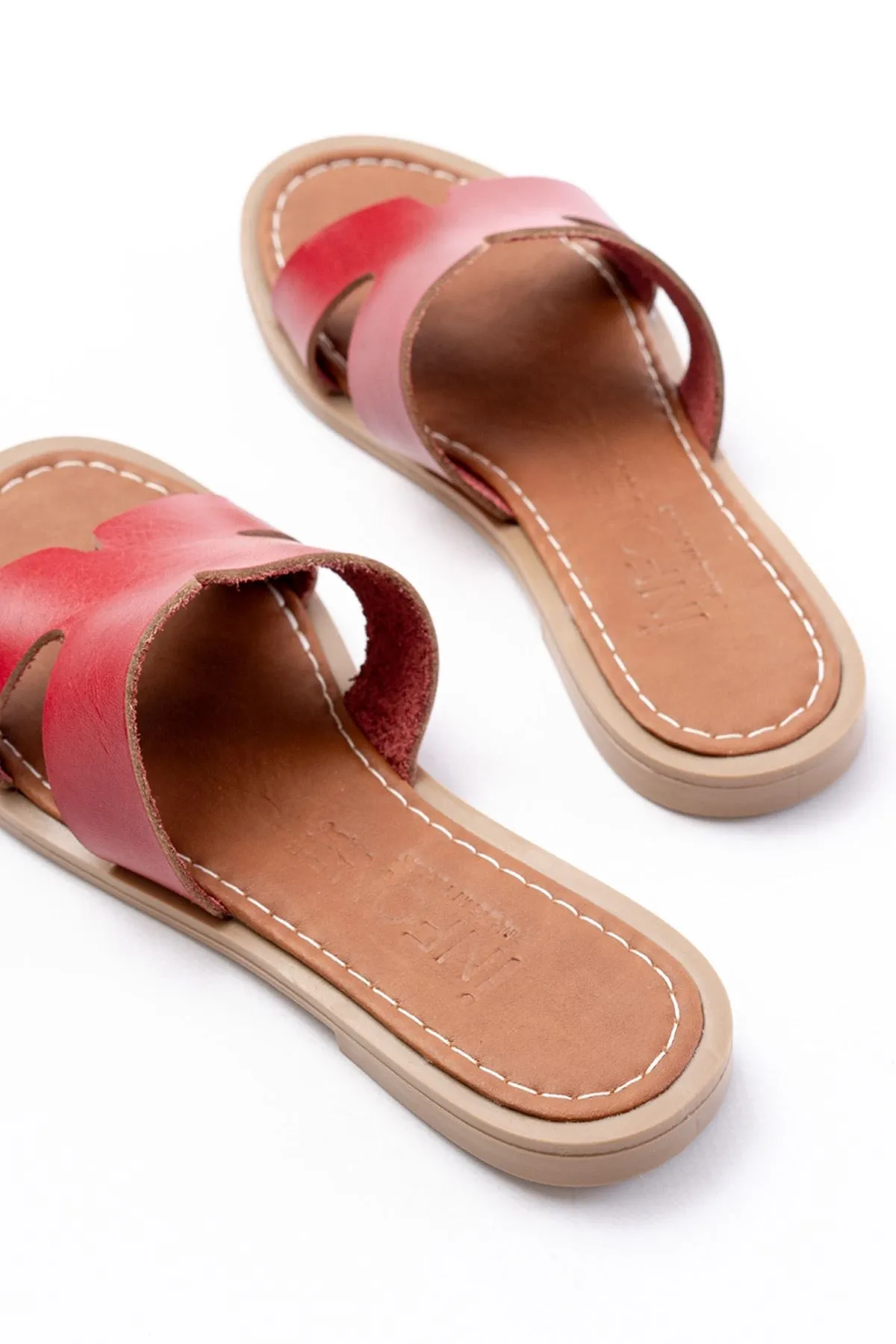 169-6100 Kırmızı Ortopedik Hakiki Deri Kadın Terlik