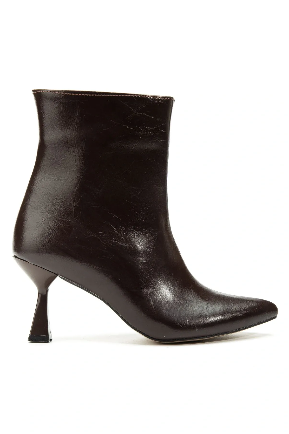 4701 Kahve Kırışık Kare Topuk Günlük Kadın Bot