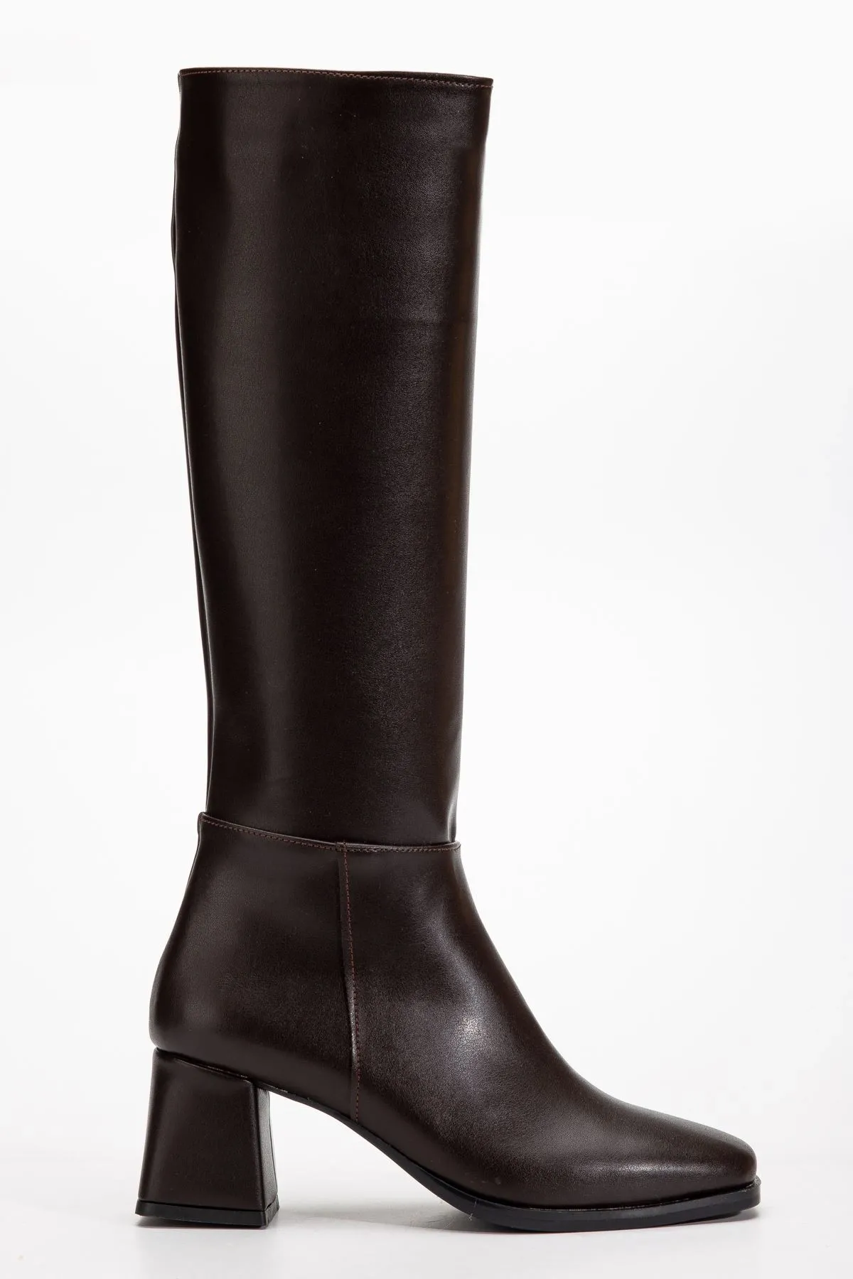 4804 Kahve Cilt Fermuarlı Günlük Bayan Çizme