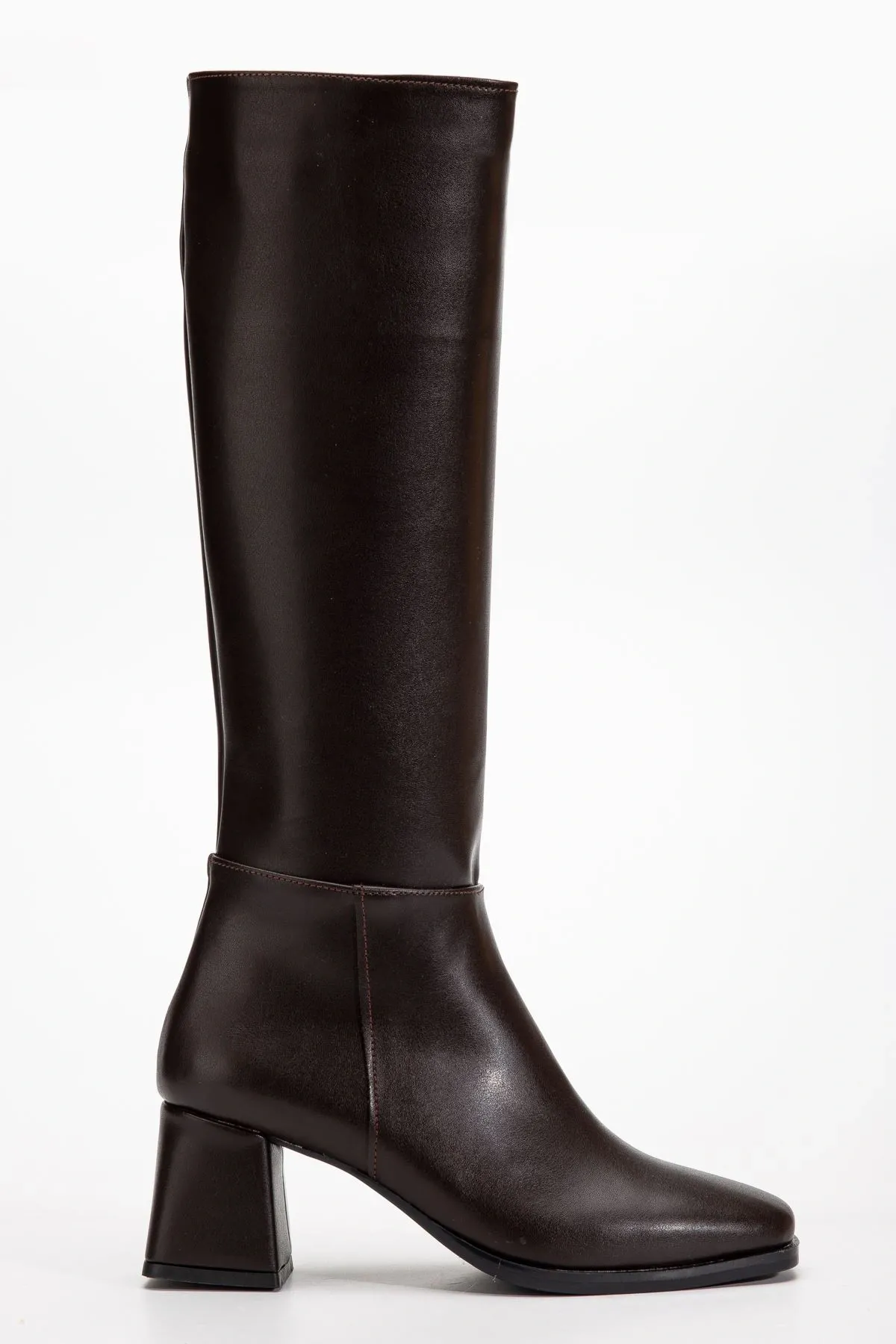 4804 Kahve Cilt Fermuarlı Günlük Bayan Çizme