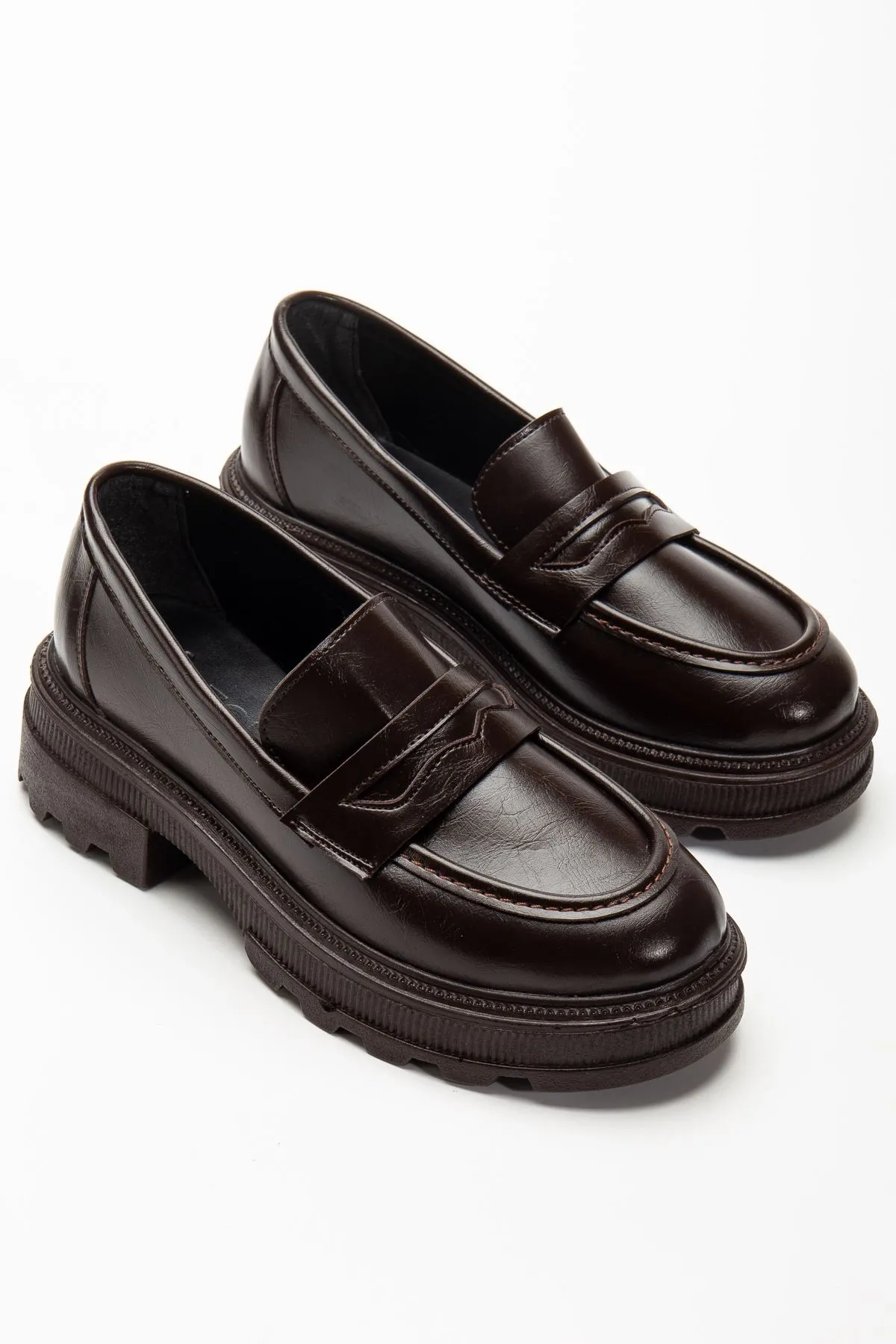 746-759 Kahve Yanki Yüksek Tabanlı Loafer Ayakkabı