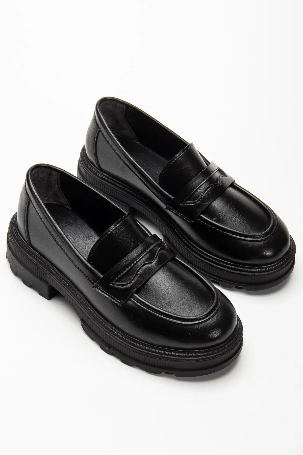 746-759 Siyah Yanki Yüksek Tabanlı Loafer Ayakkabı