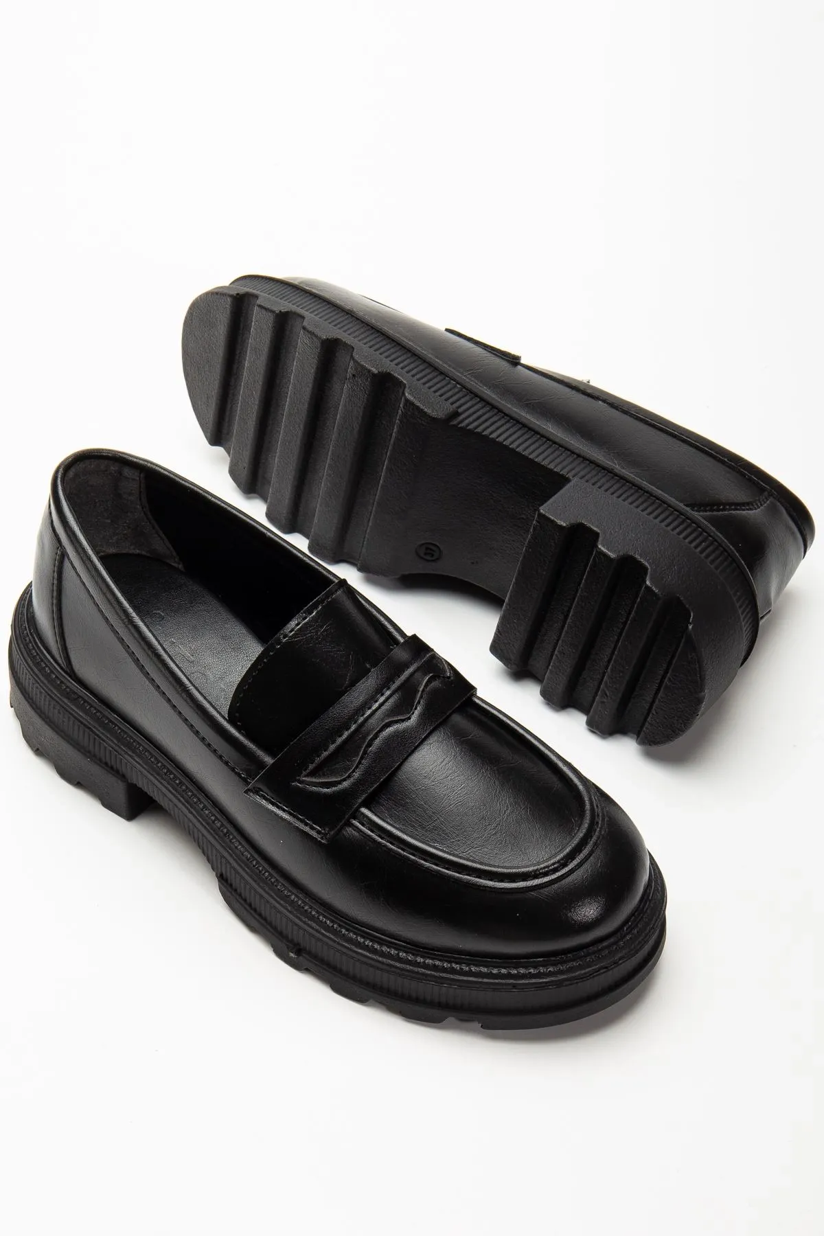 746-759 Siyah Yanki Yüksek Tabanlı Loafer Ayakkabı