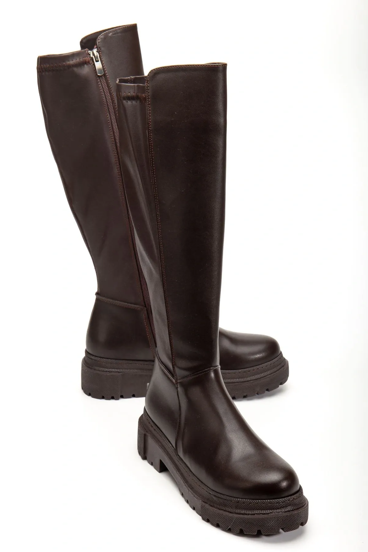 812-300 Kahverengi Fermuarlı Günlük Kadın Çizme