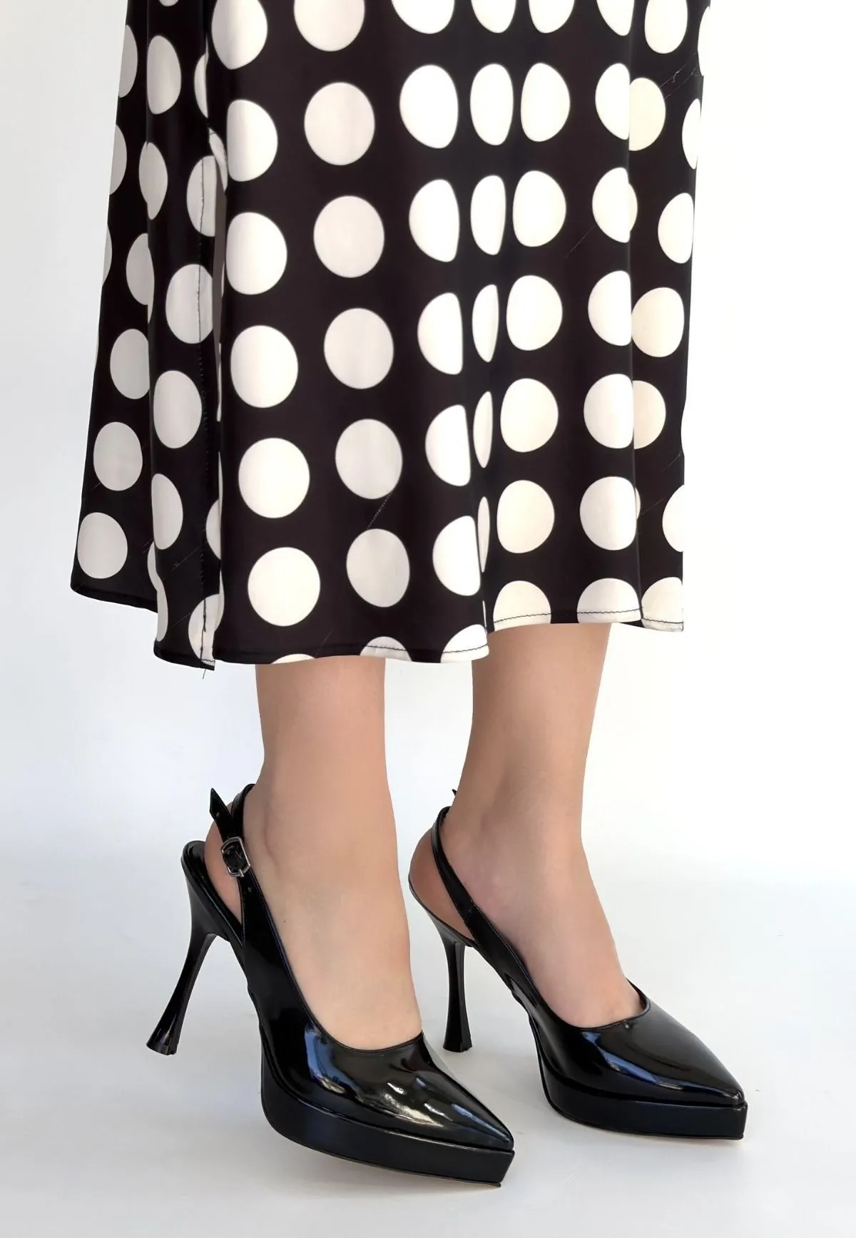 Arim Siyah Rugan Platform Topuk Ayakkabı