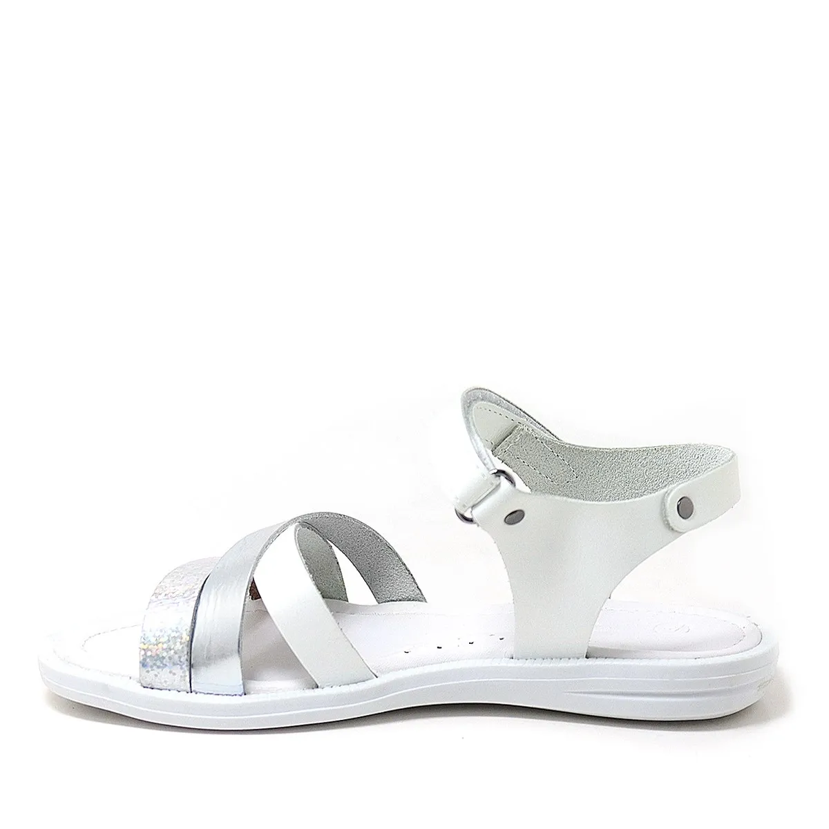 Artico Alexia Hakiki Deri Vaketa Gümüş Beyaz Kız Çocuk Sandalet