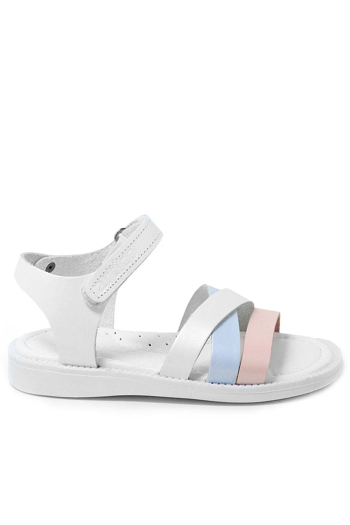 Artico Alexia Hakiki Deri Vaketa Pembe Beyaz Kız Bebek Sandalet