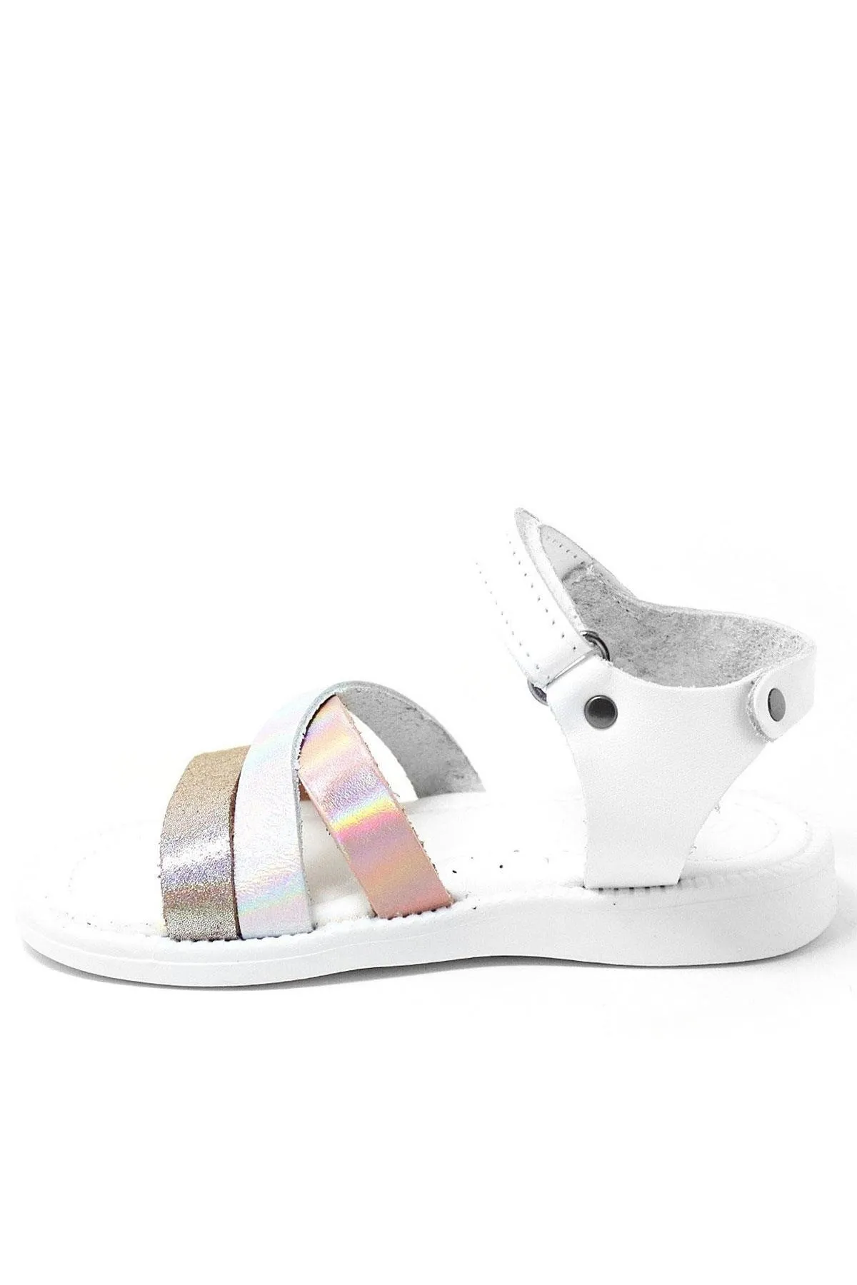 Artico Alexia Hakiki Deri Vaketa Pembe Beyaz Kız Çocuk Bebek Sandalet