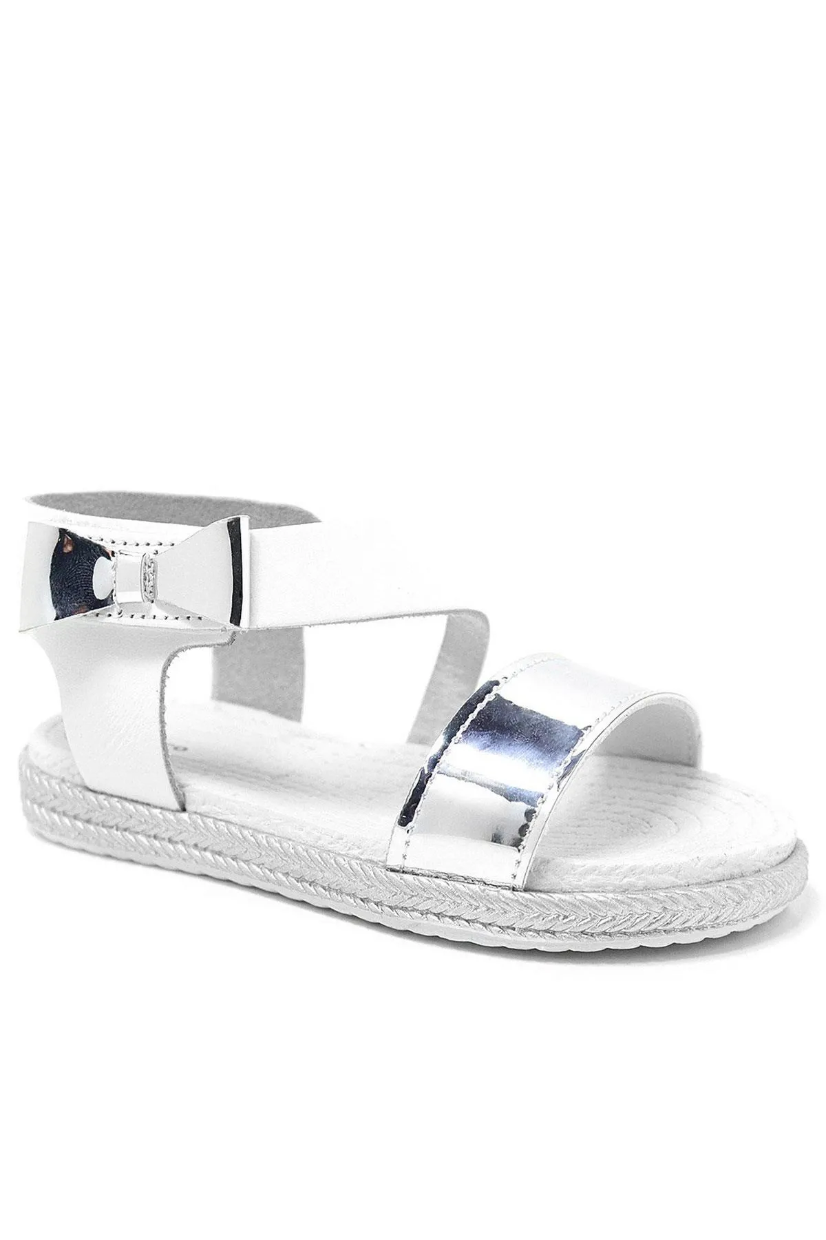 Artico Elenis Hakiki Deri Beyaz Gümüş Kız Bebek Sandalet