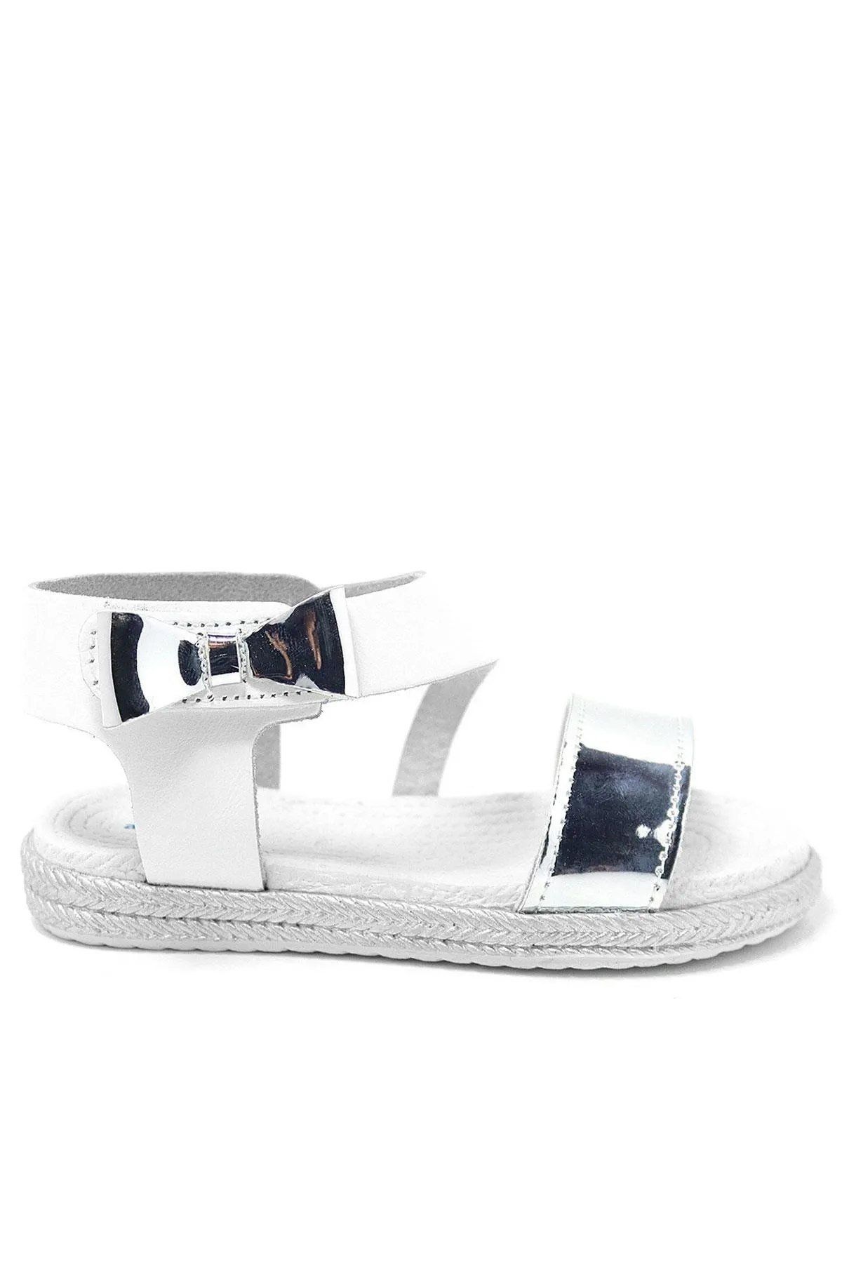 Artico Elenis Hakiki Deri Beyaz Gümüş Kız Bebek Sandalet