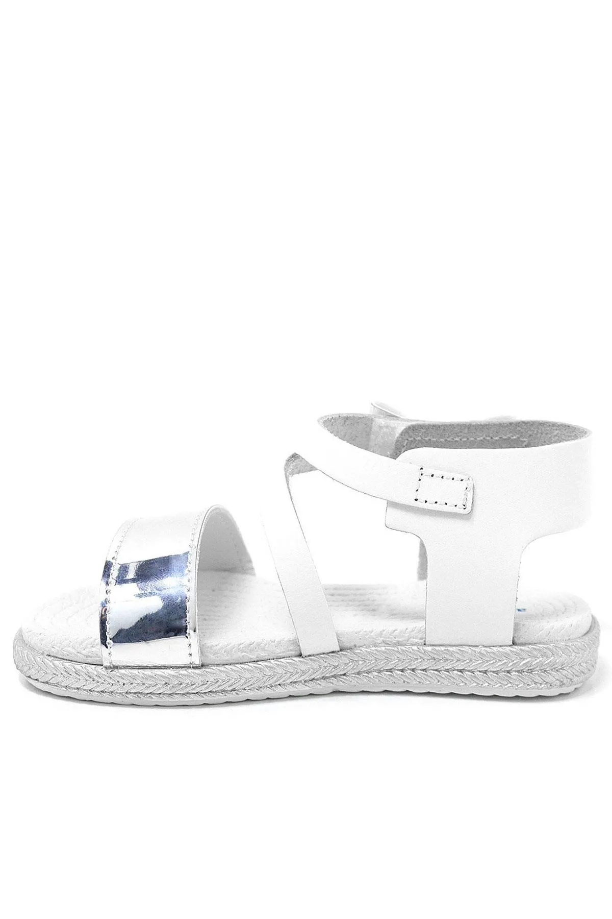 Artico Elenis Hakiki Deri Beyaz Gümüş Kız Bebek Sandalet