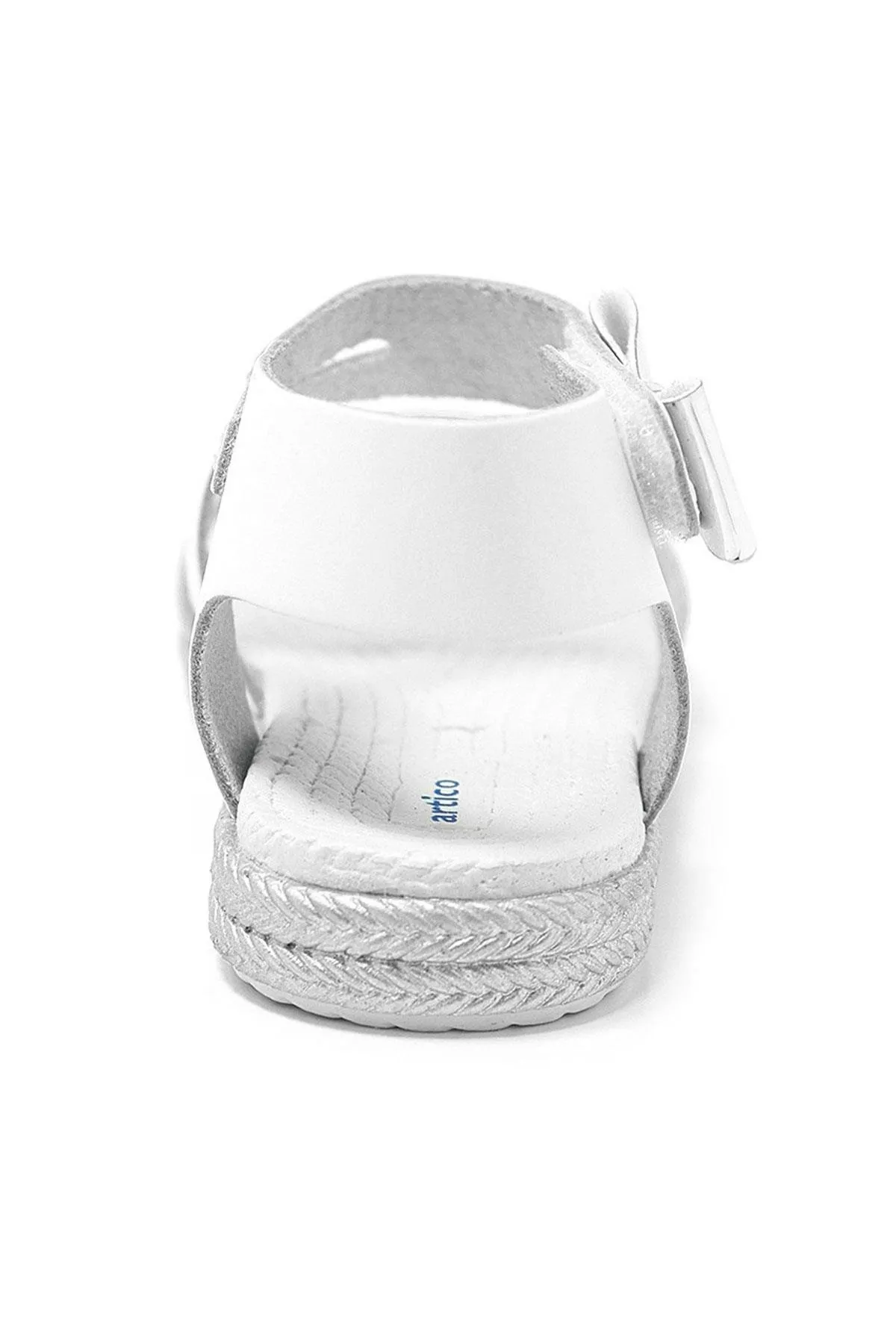 Artico Elenis Hakiki Deri Beyaz Gümüş Kız Bebek Sandalet