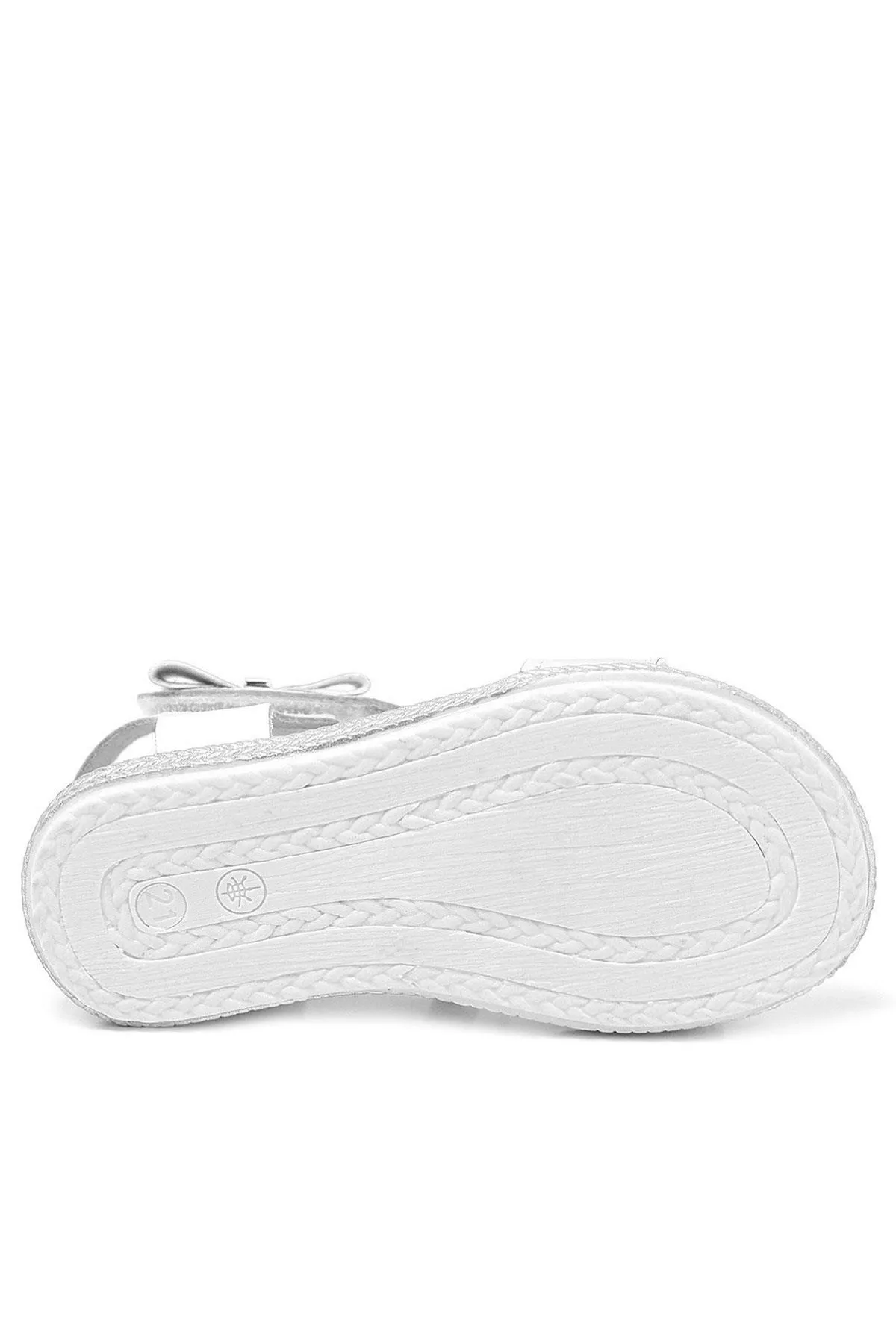 Artico Elenis Hakiki Deri Beyaz Gümüş Kız Bebek Sandalet