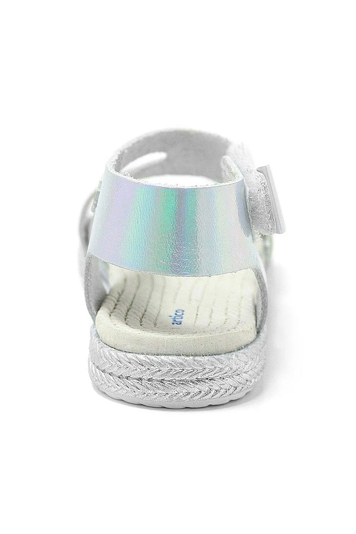 Artico Elenis Hakiki Deri Gümüş Kız Bebek Sandalet