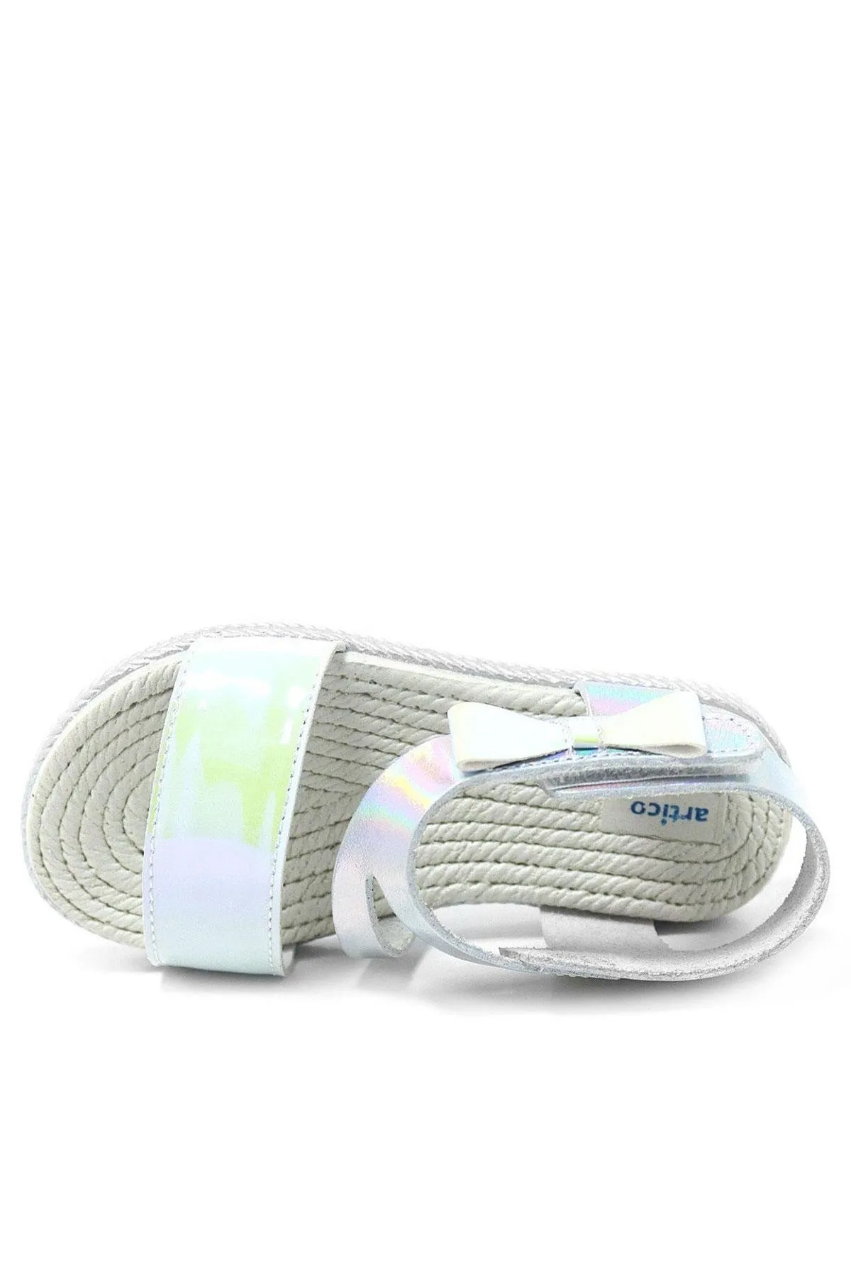 Artico Elenis Hakiki Deri Gümüş Kız Bebek Sandalet