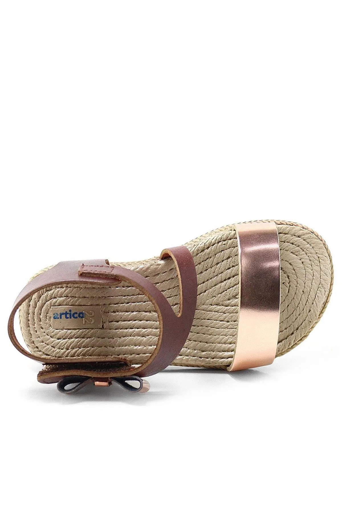 Artico Elenis Hakiki Deri Kahverengi Bakır Kız Bebek Sandalet